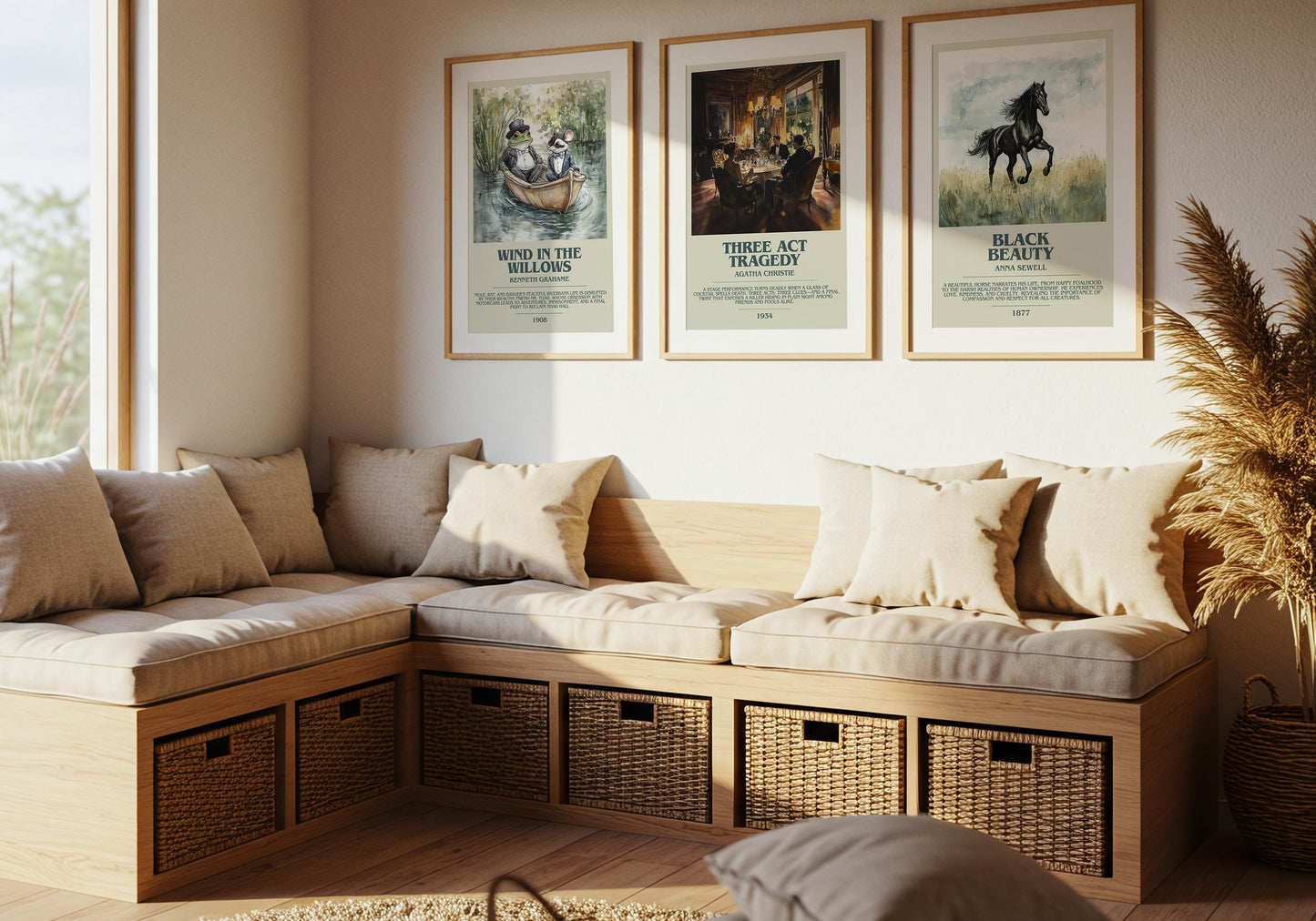 Three Act Tradegy by Agatha Christie Descriptive Poster Print. Free Delivery Wall Art Author & Blurb Book Artwork Novel Modern Gift