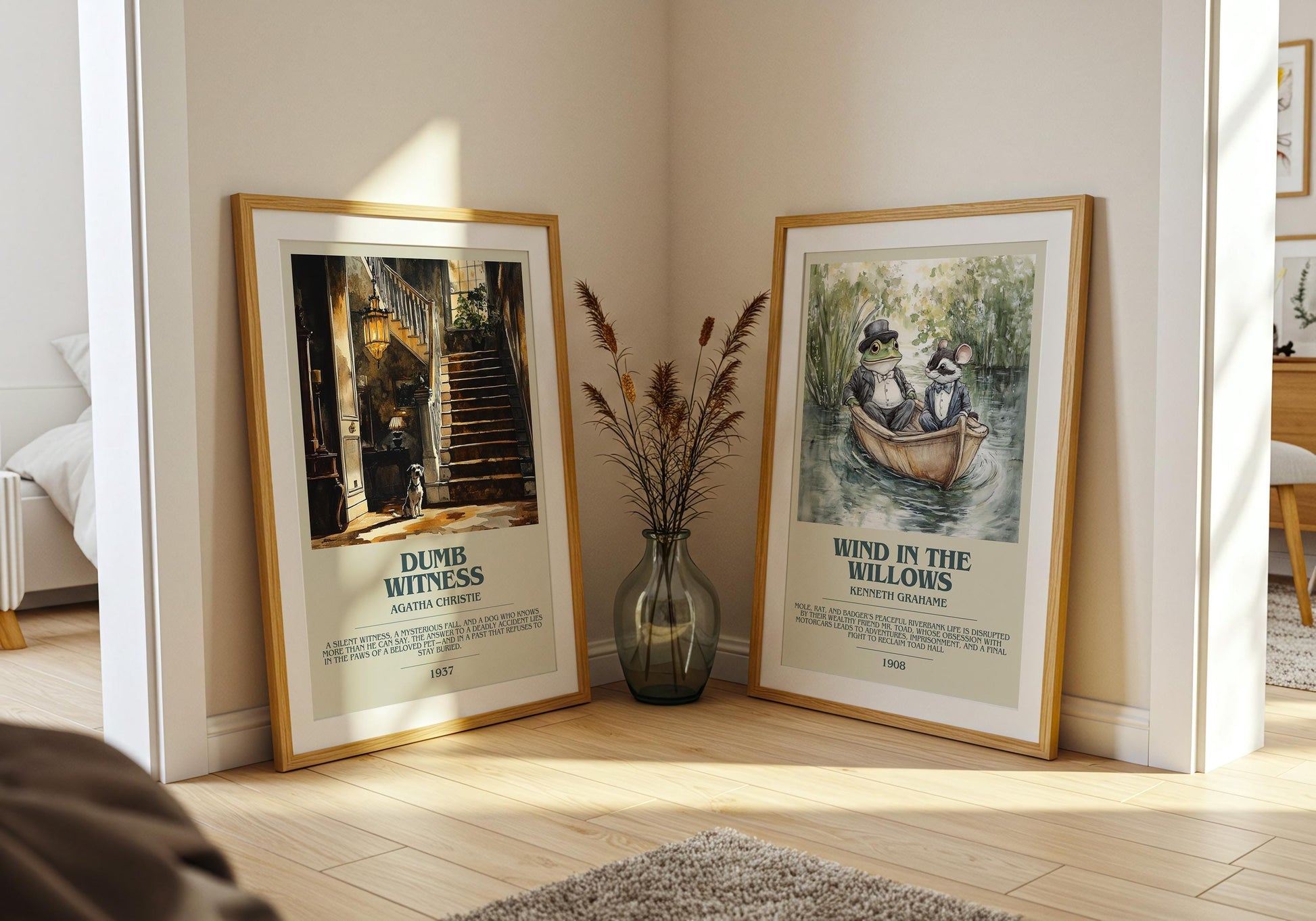 Dumb Witness by Agatha Christie Descriptive Poster Print. Free Delivery Wall Art Author & Blurb Book Artwork Novel Modern Gift
