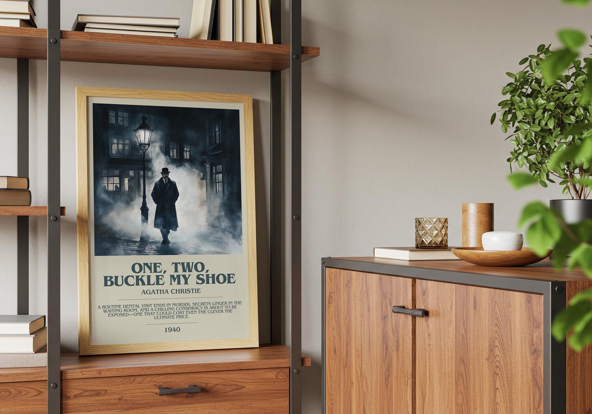 One, Two, Buckle My Shoe by Agatha Christie Descriptive Poster Print. Free Delivery Wall Art Author & Blurb Book Artwork Novel Modern Gift