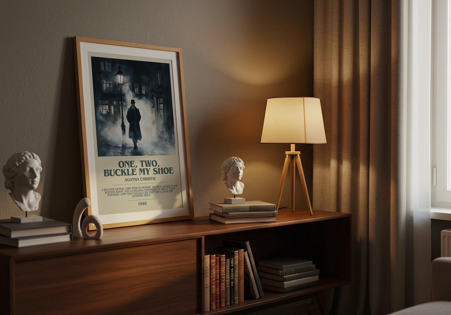 One, Two, Buckle My Shoe by Agatha Christie Descriptive Poster Print. Free Delivery Wall Art Author & Blurb Book Artwork Novel Modern Gift