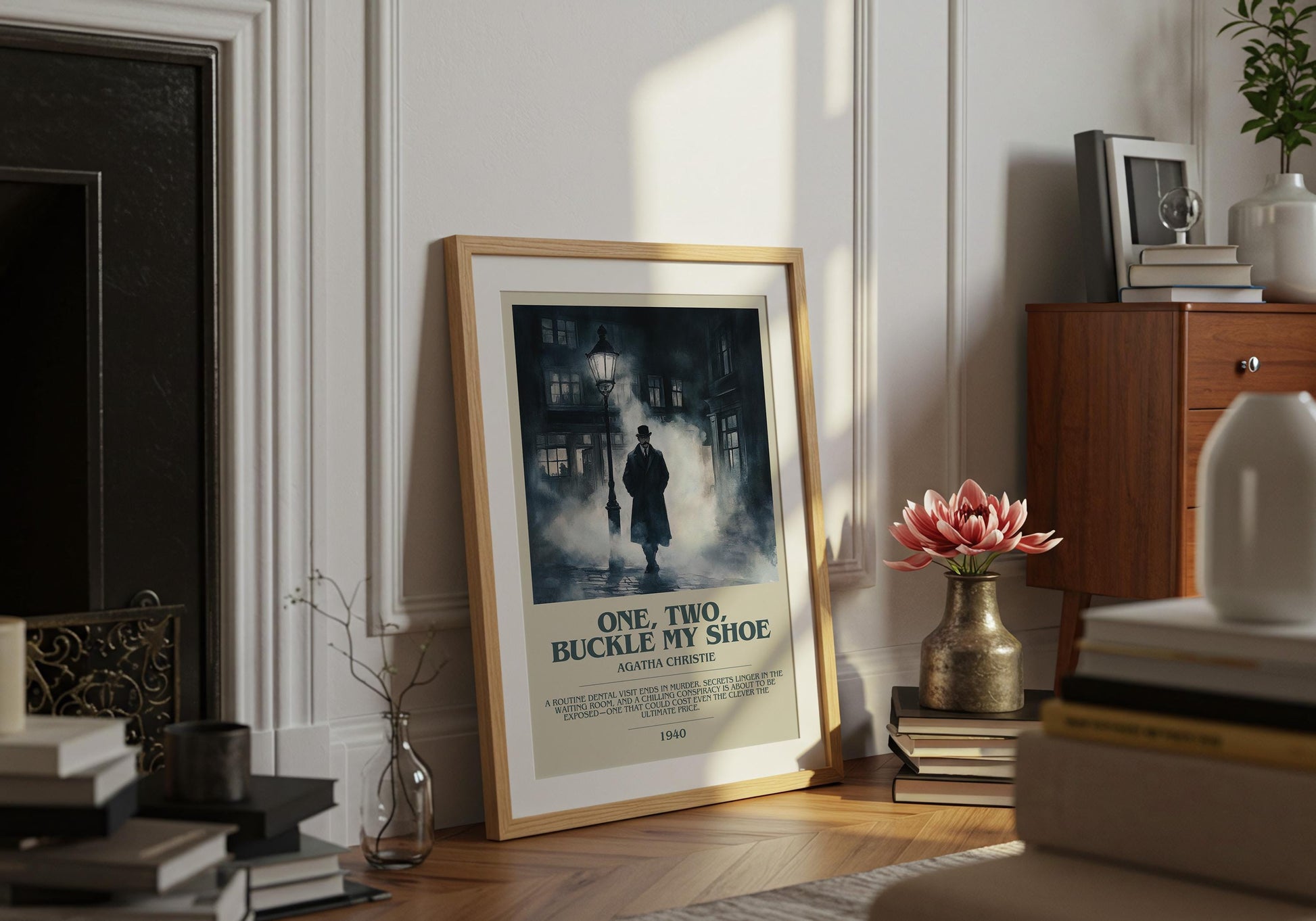 One, Two, Buckle My Shoe by Agatha Christie Descriptive Poster Print. Free Delivery Wall Art Author & Blurb Book Artwork Novel Modern Gift