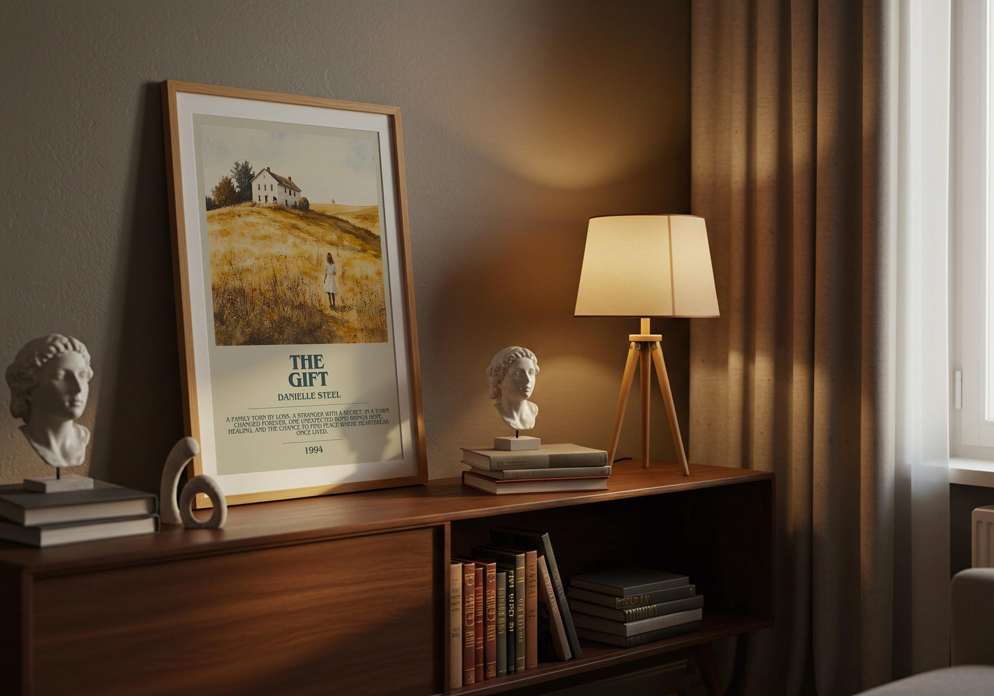 The Gift by Danielle Steel Descriptive Poster Print. Free Delivery Wall Art Author & Blurb Book Artwork Novel Modern Gift
