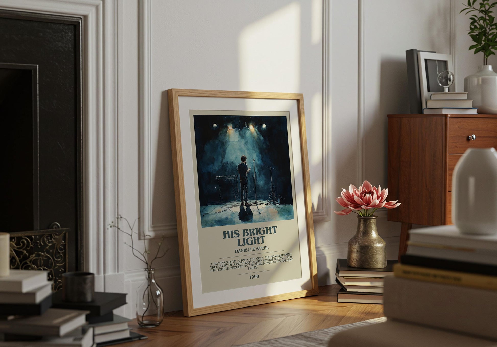 His Bright Light by Danielle Steel Descriptive Poster Print. Free Delivery Wall Art Author & Blurb Book Artwork Novel Modern Gift