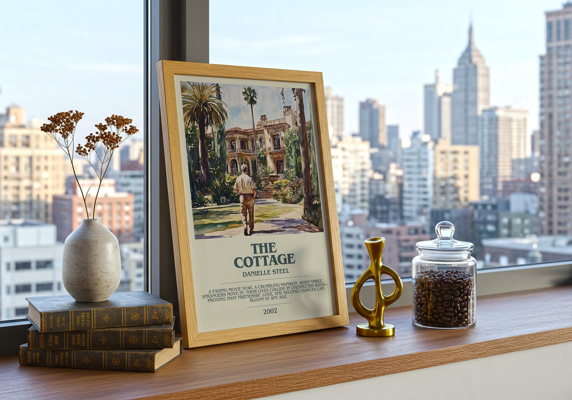 The Cottage by Danielle Steel Descriptive Poster Print. Free Delivery Wall Art Author & Blurb Book Artwork Novel Modern Gift