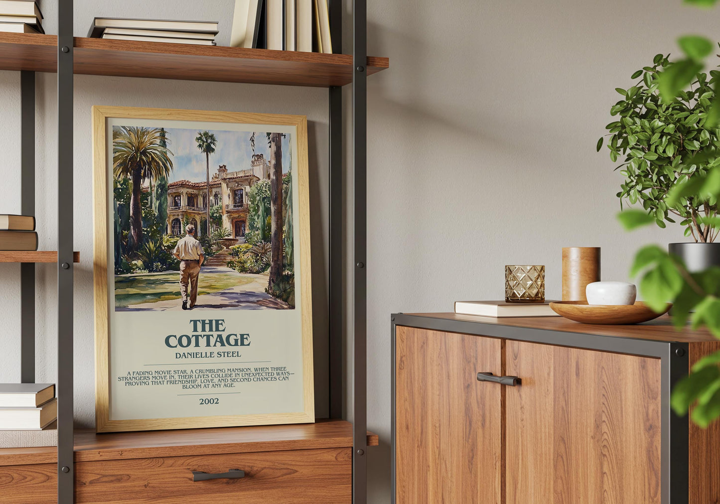 The Cottage by Danielle Steel Descriptive Poster Print. Free Delivery Wall Art Author & Blurb Book Artwork Novel Modern Gift