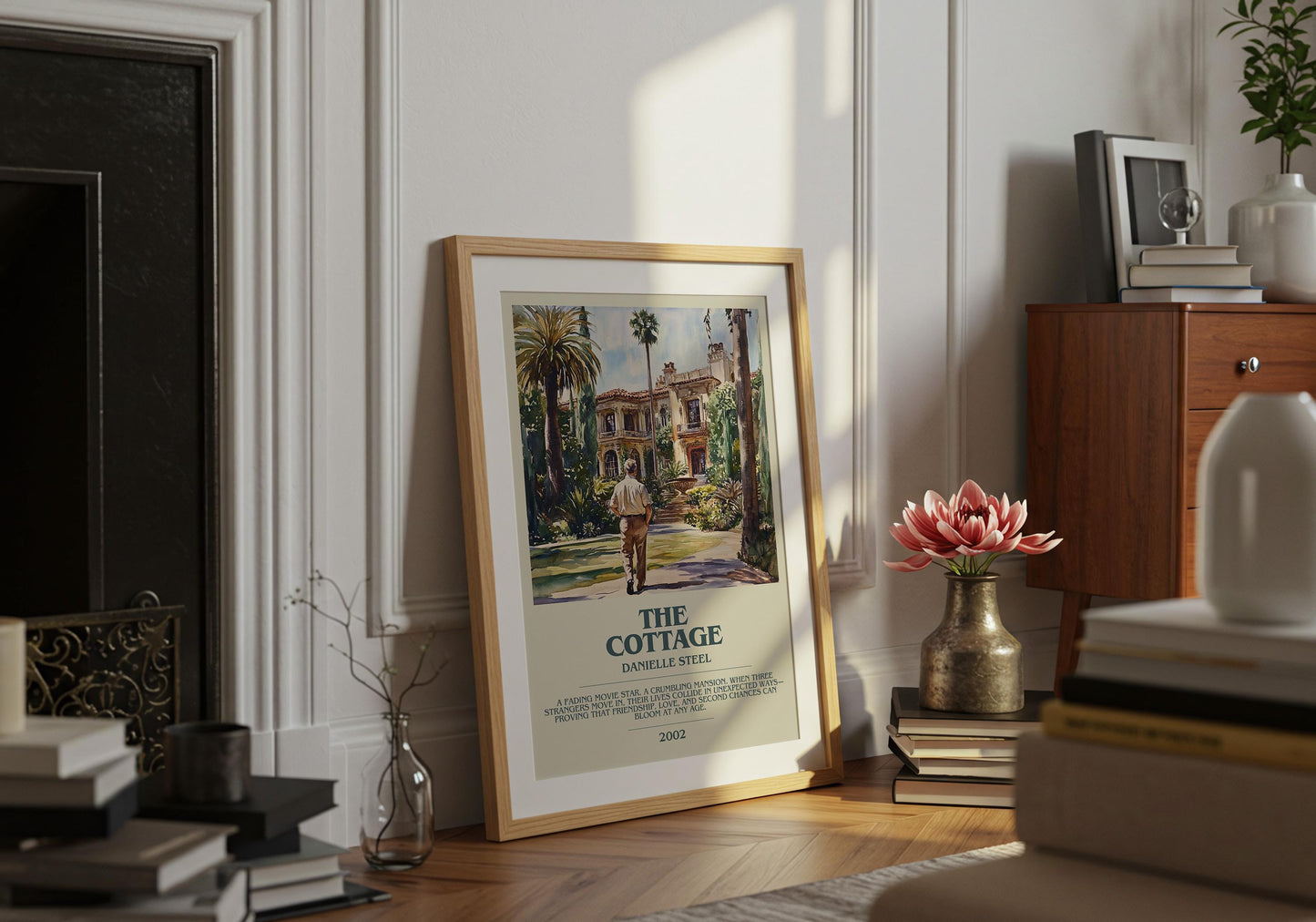 The Cottage by Danielle Steel Descriptive Poster Print. Free Delivery Wall Art Author & Blurb Book Artwork Novel Modern Gift
