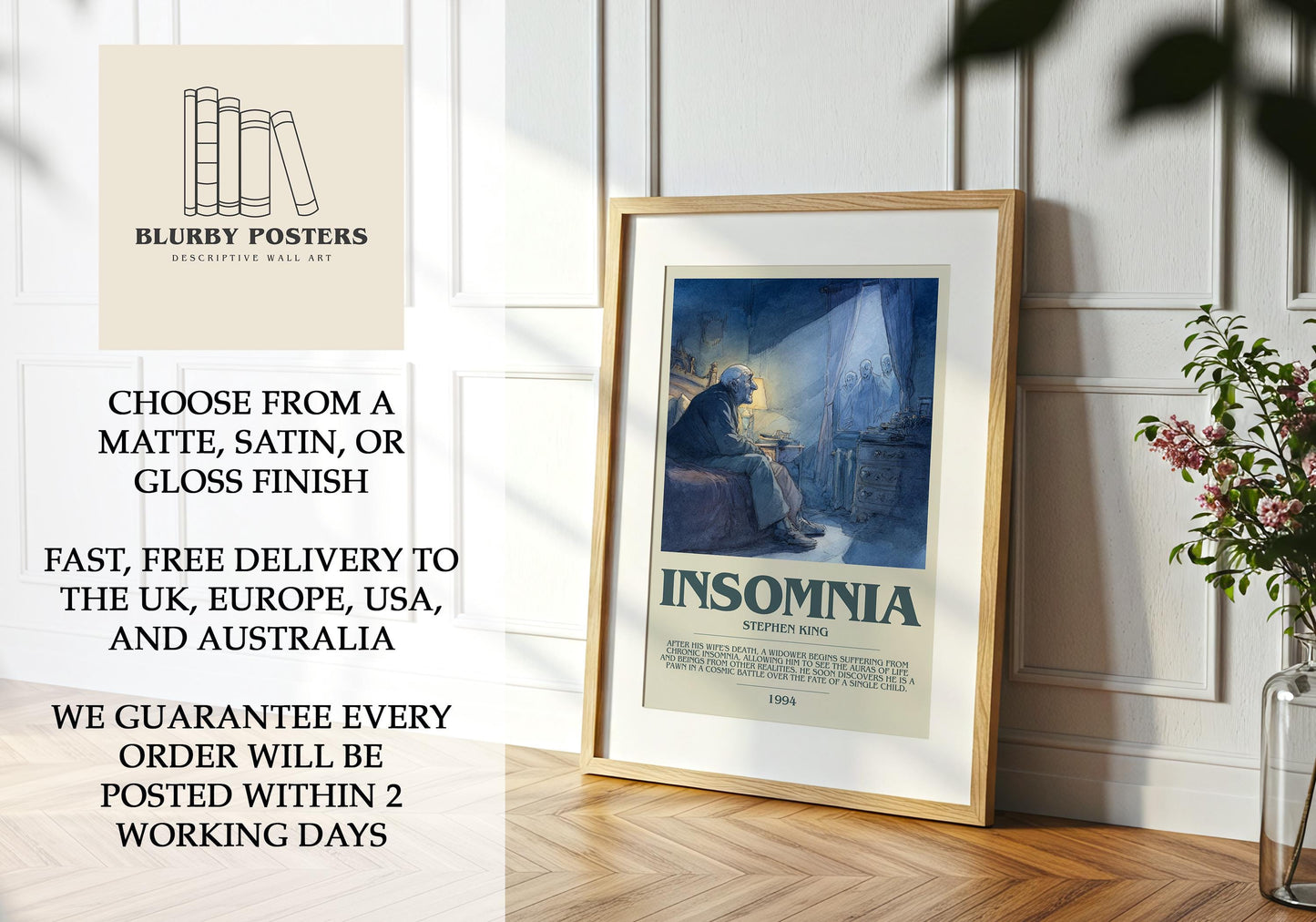 Insomnia by Stephen King | Descriptive Book Poster | Modern