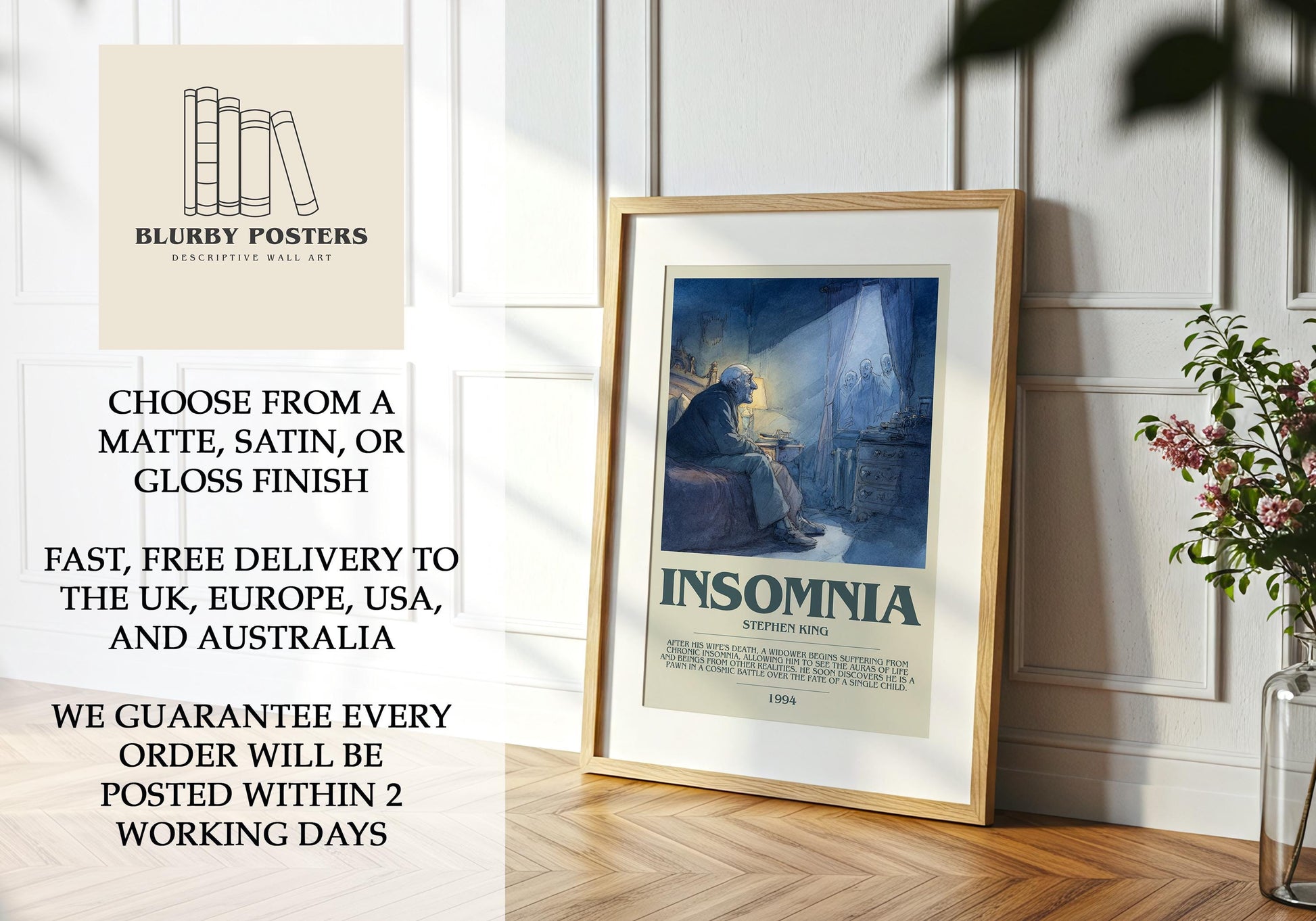 Insomnia by Stephen King | Descriptive Book Poster | Modern