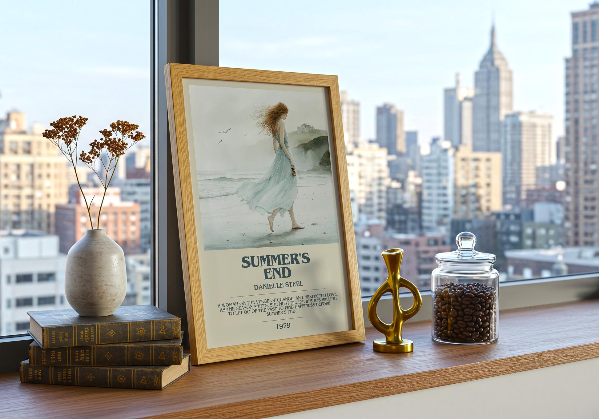 Summer's End by Danielle Steel Descriptive Poster Print. Free Delivery Wall Art Author & Blurb Book Artwork Novel Modern Gift