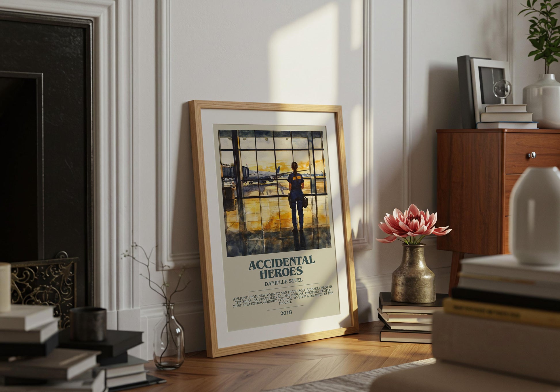 Accidental Heroes by Danielle Steel Descriptive Poster Print. Free Delivery Wall Art Author & Blurb Book Artwork Novel Modern Gift