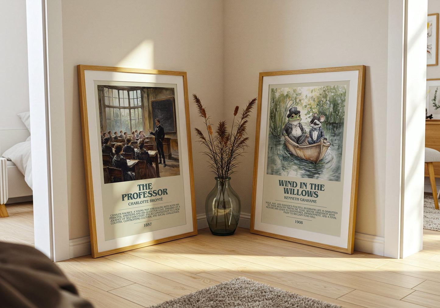 The Professor by Charlotte Bronte Descriptive Poster Print. Free Delivery Wall Art Author & Blurb Book Artwork Novel Modern Gift