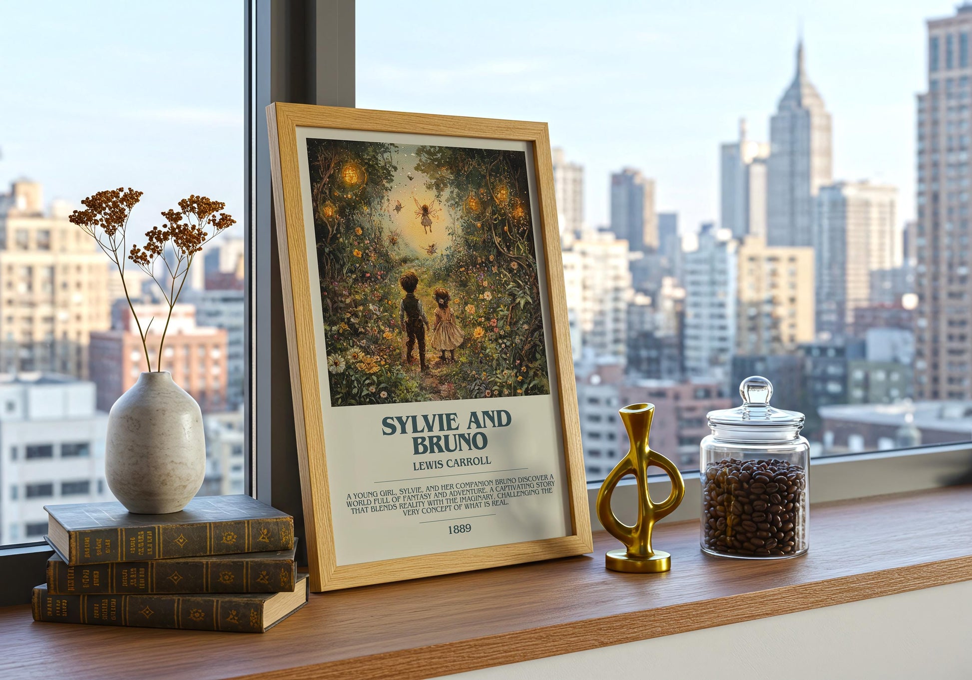 Sylvie and Bruno by Lewis Carroll Descriptive Poster Print. Free Delivery Wall Art Author & Blurb Book Artwork Novel Modern Gift
