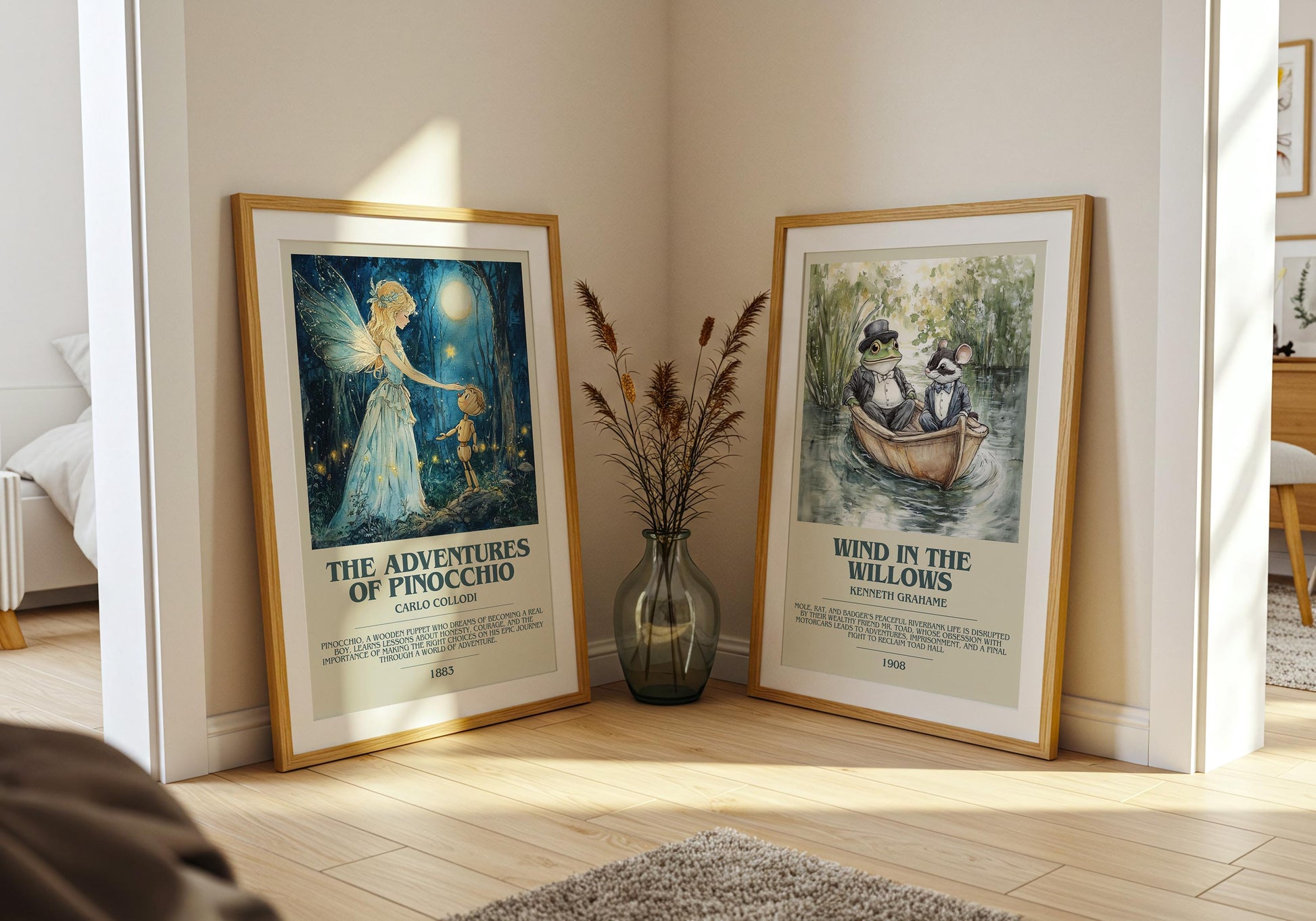 The Adventures Of Pinocchio by Carlo Collodi Descriptive Poster Print. Free Delivery Wall Art Author & Blurb Book Artwork Novel Modern Gift