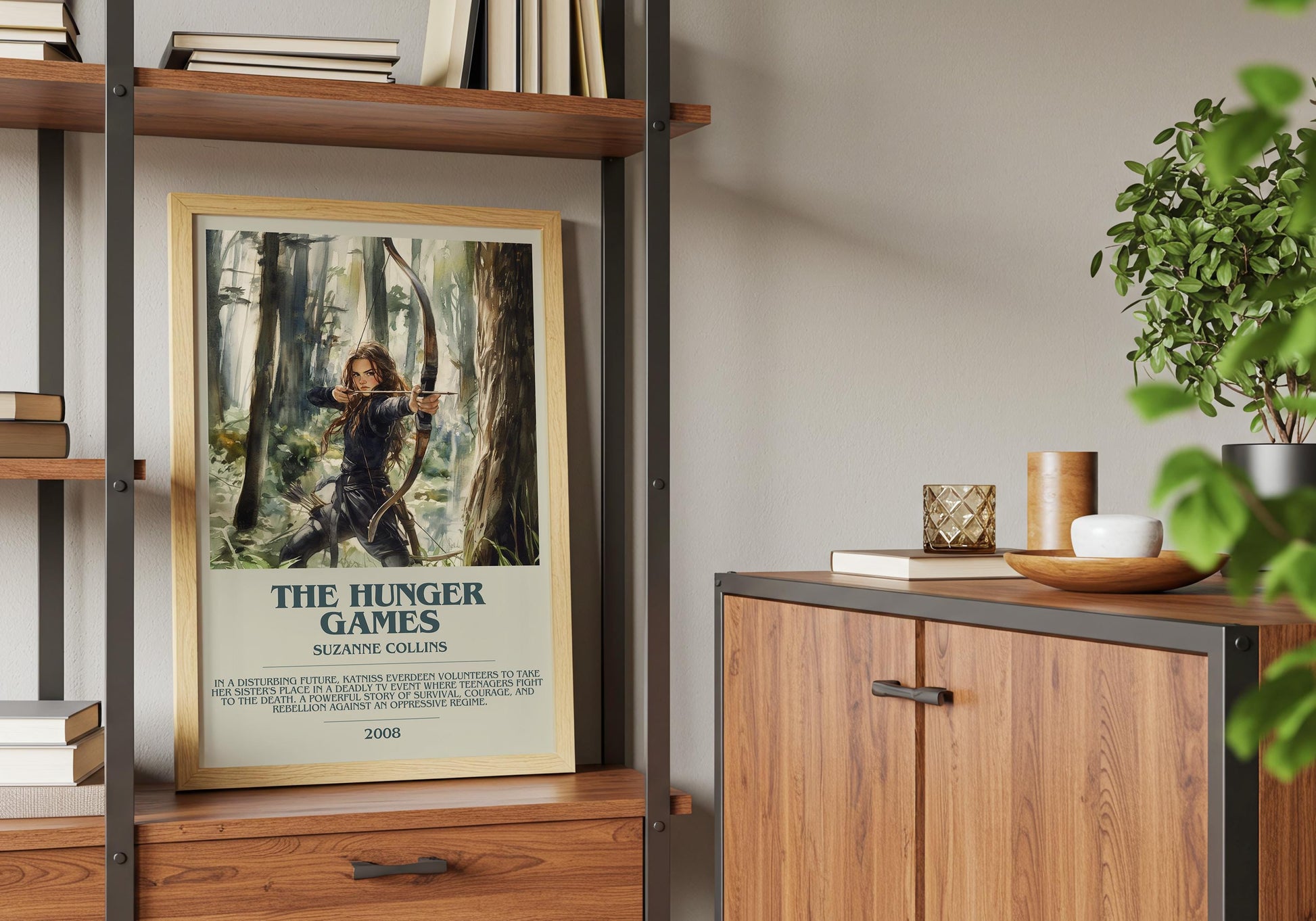 The Hunger Games by Suzanne Collins Descriptive Poster Print. Free Delivery Wall Art Author & Blurb Book Artwork Novel Modern Gift