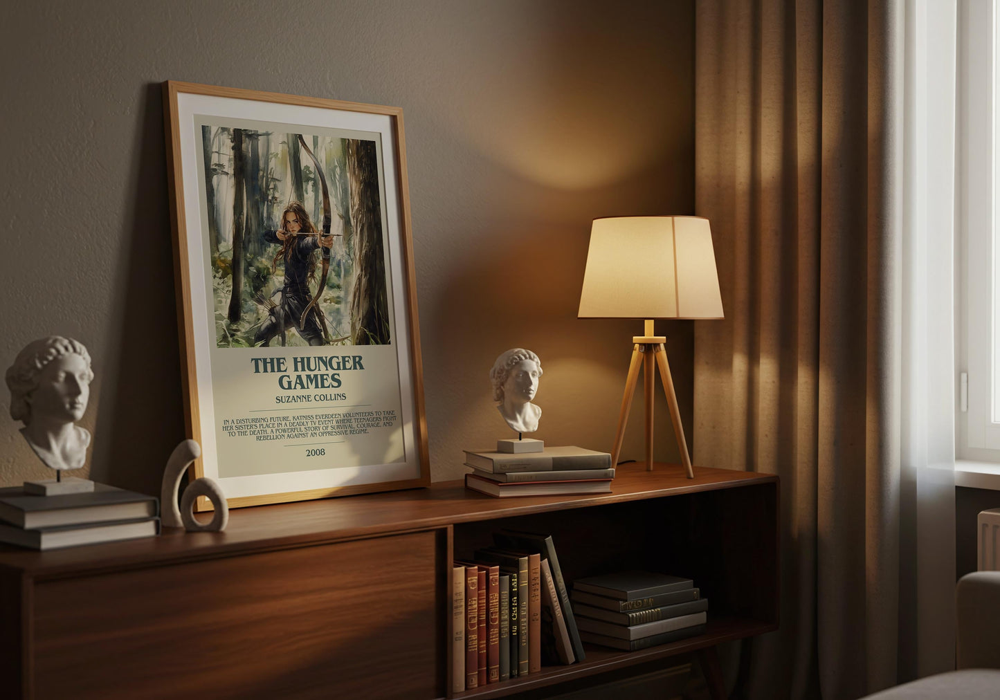 The Hunger Games by Suzanne Collins Descriptive Poster Print. Free Delivery Wall Art Author & Blurb Book Artwork Novel Modern Gift