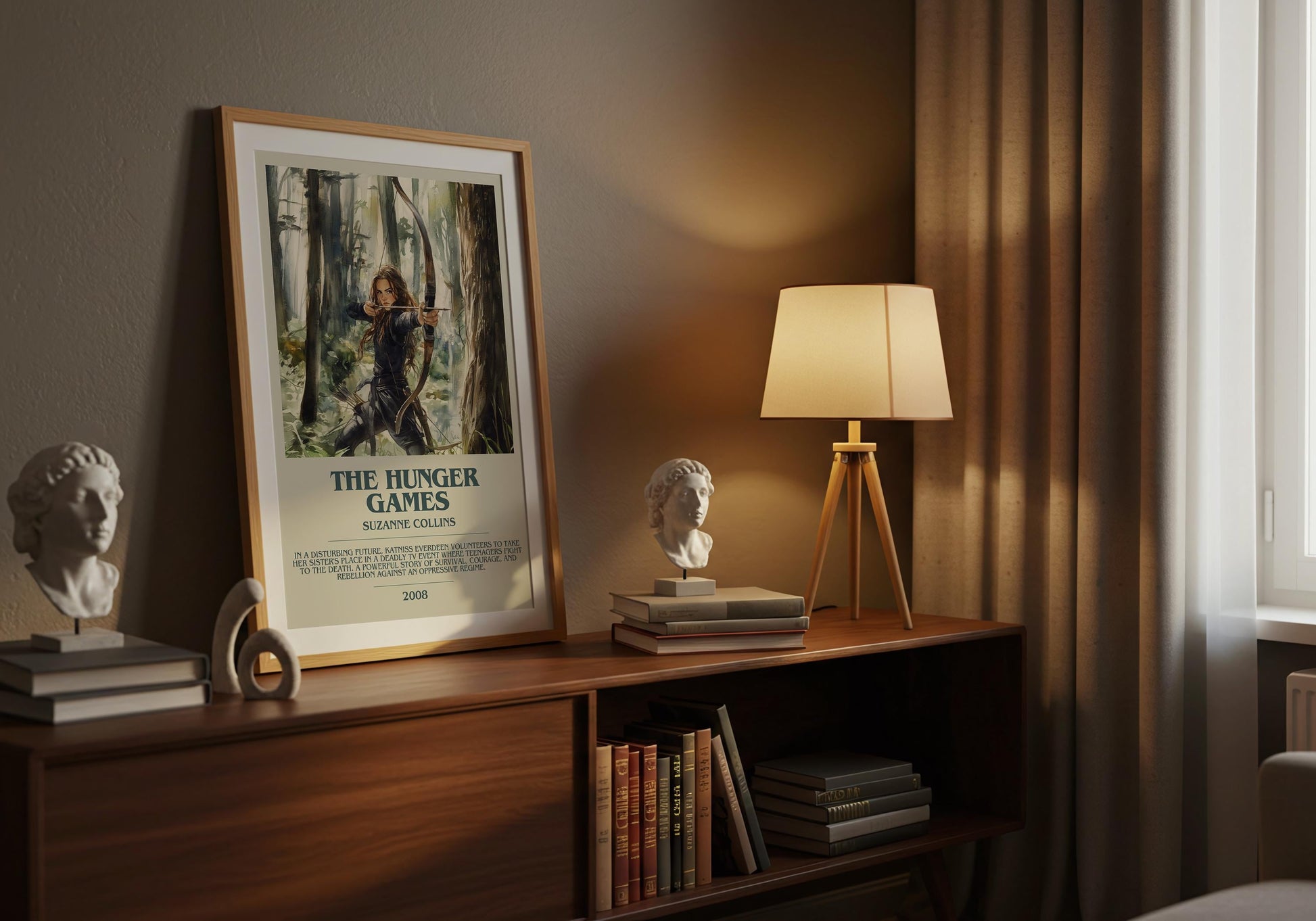 The Hunger Games by Suzanne Collins Descriptive Poster Print. Free Delivery Wall Art Author & Blurb Book Artwork Novel Modern Gift