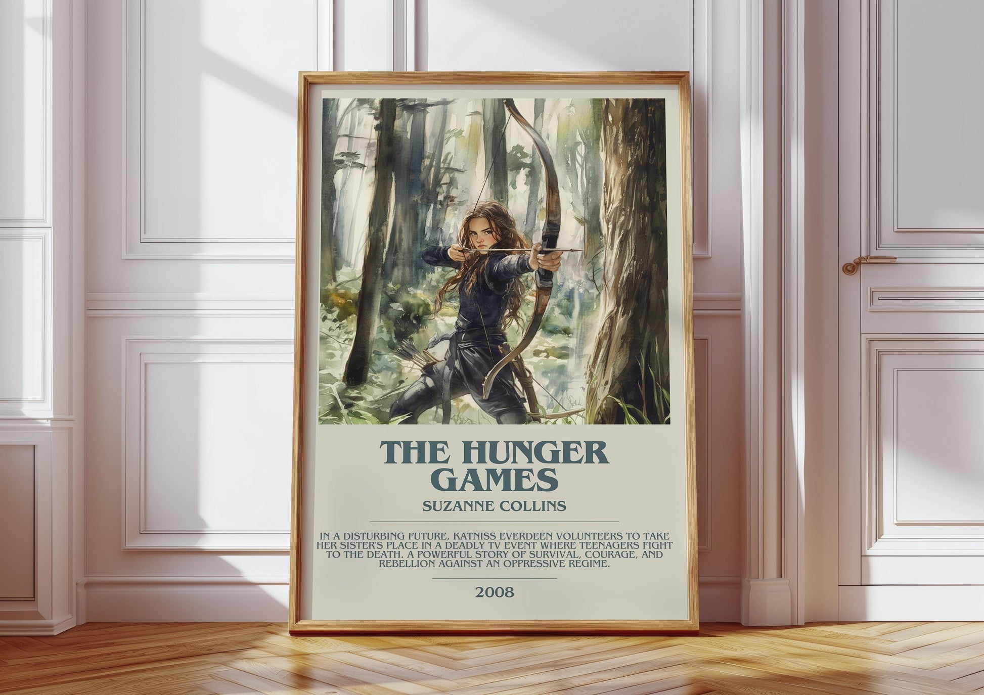 The Hunger Games by Suzanne Collins Descriptive Poster Print. Free Delivery Wall Art Author & Blurb Book Artwork Novel Modern Gift