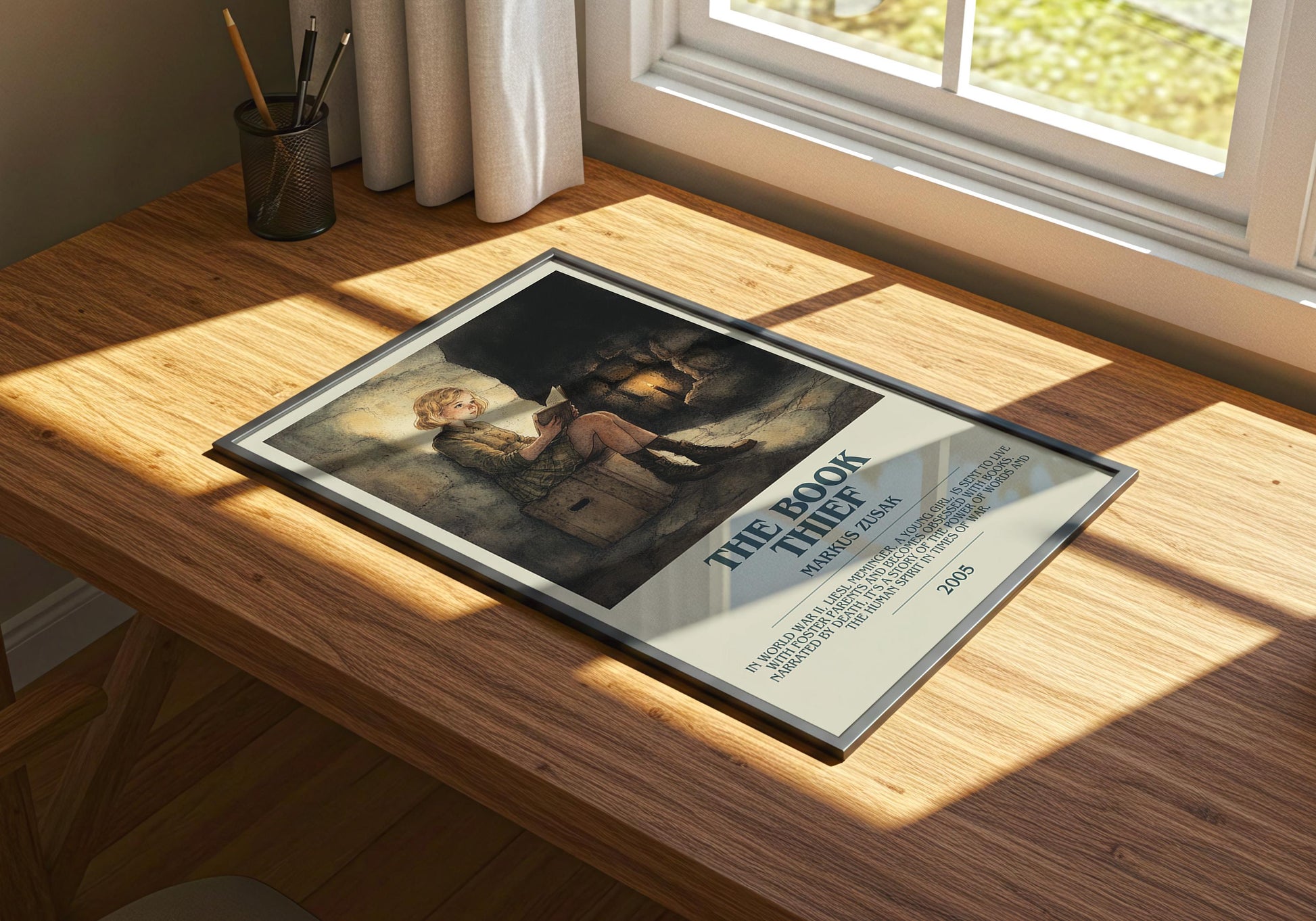 The Book Thief by Markus Zusak Descriptive Poster Print. Free Delivery Wall Art Author & Blurb Book Artwork Novel Modern Gift