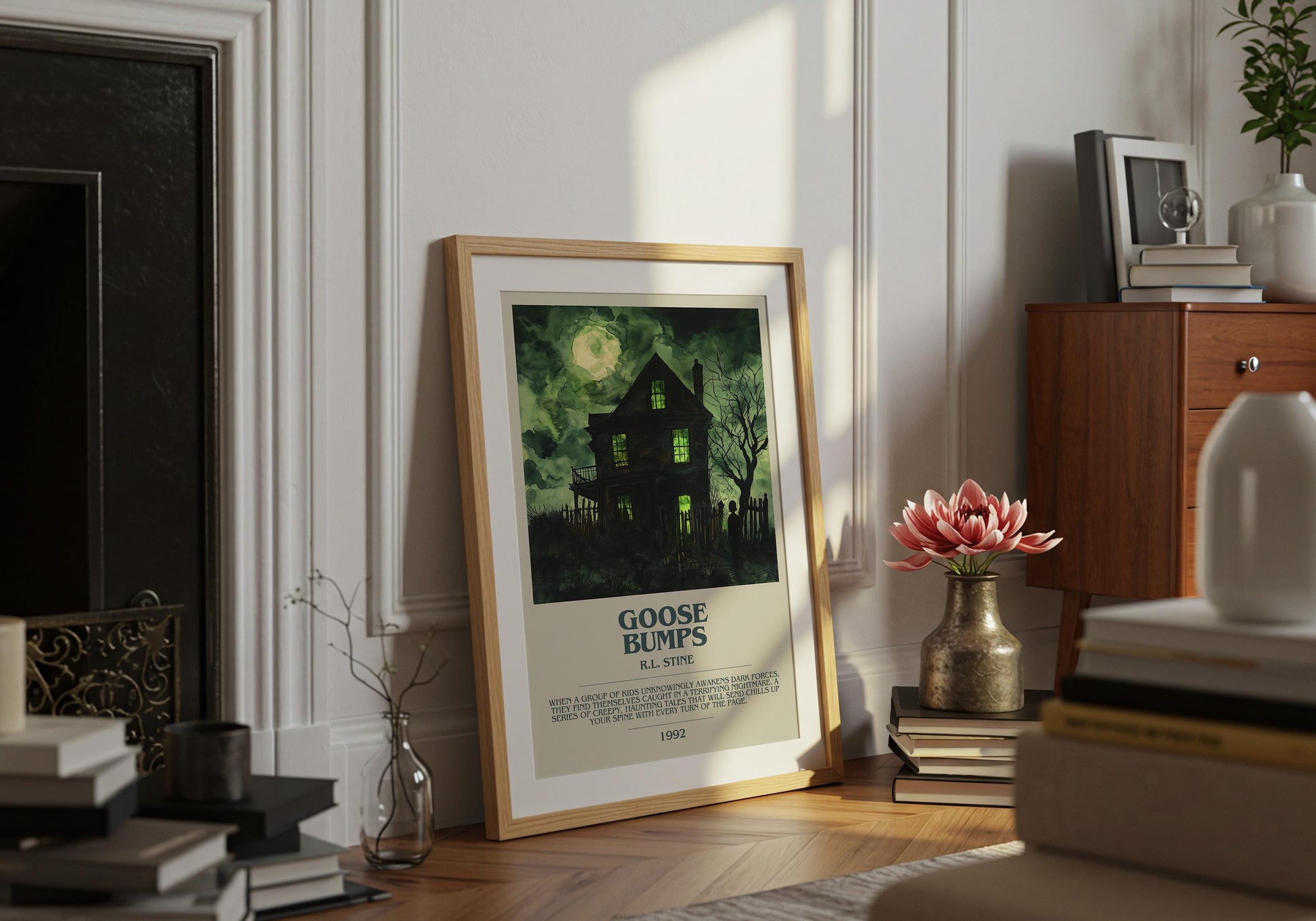 Goosebumps by R.L. Stine Descriptive Poster Print. Free Delivery Wall Art Author & Blurb Book Artwork Novel Modern Gift