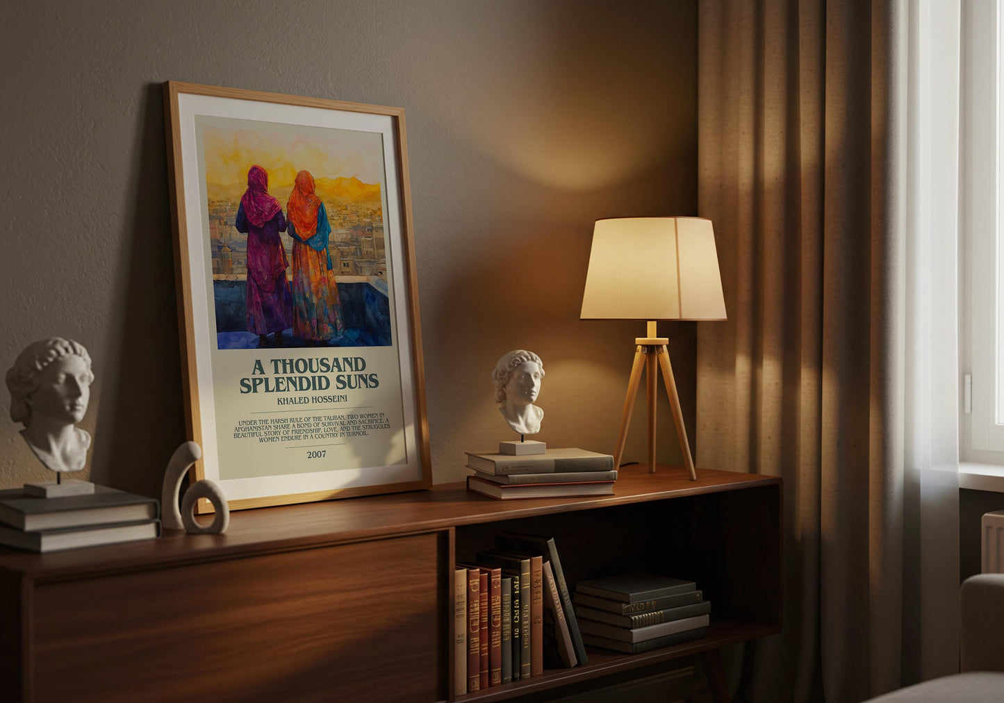 A Thousand Splendid Suns by Khaled Hosseini Descriptive Poster Print. Free Delivery Wall Art Author & Blurb Book Artwork Novel Modern Gift