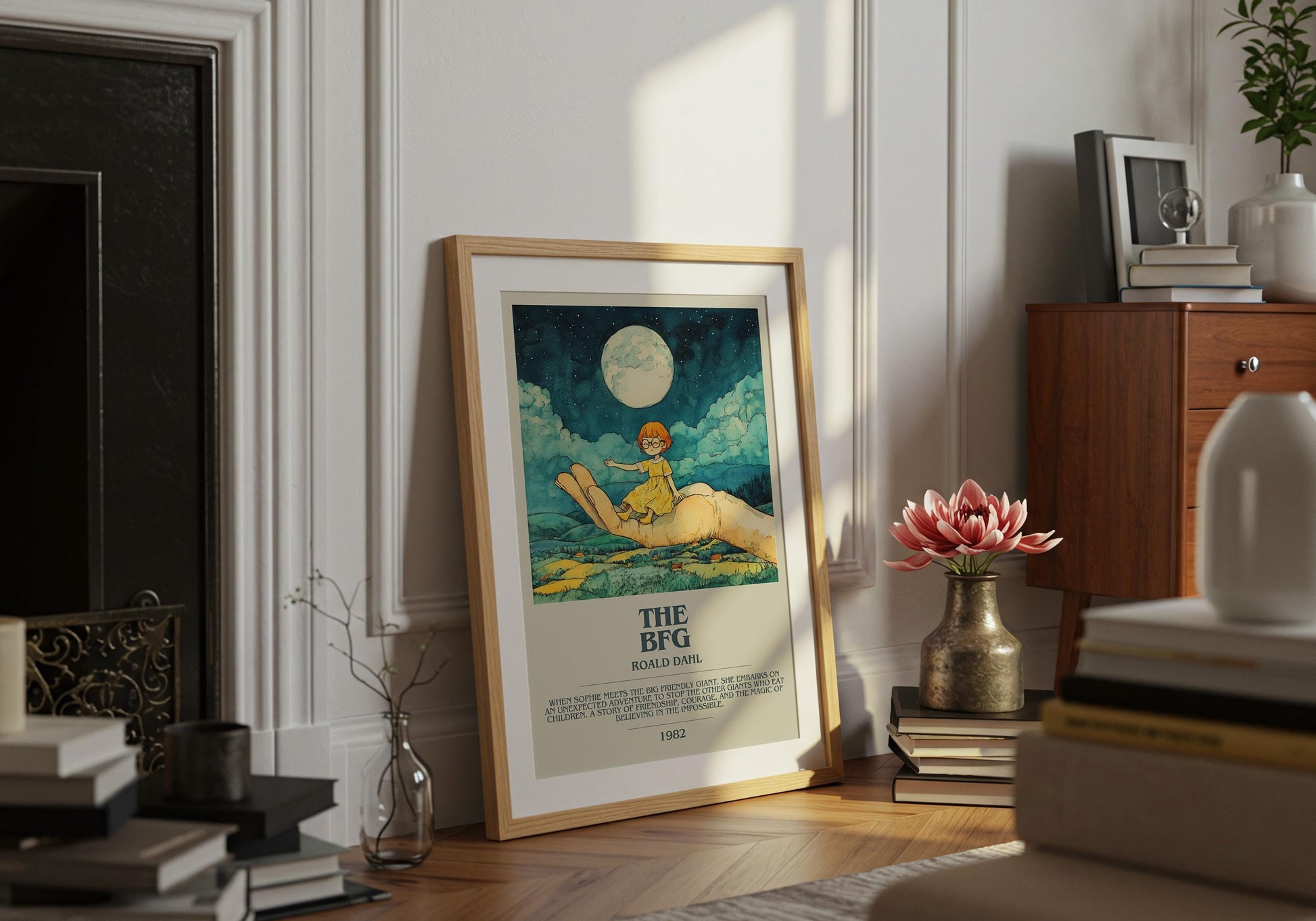 The BFG by Roald Dahl Descriptive Poster Print. Free Delivery Wall Art Author & Blurb Book Artwork Novel Modern Gift