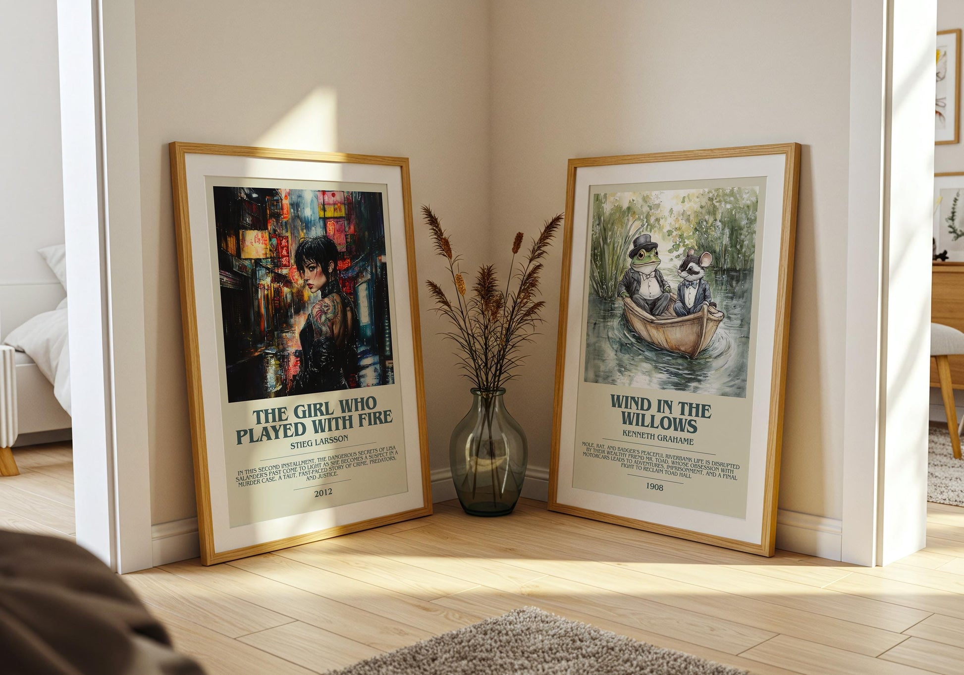 The Girl Who Played With Fire by Stieg Larsson Descriptive Poster Print. Free Delivery Wall Art Author & Blurb Book Artwork Novel Modern