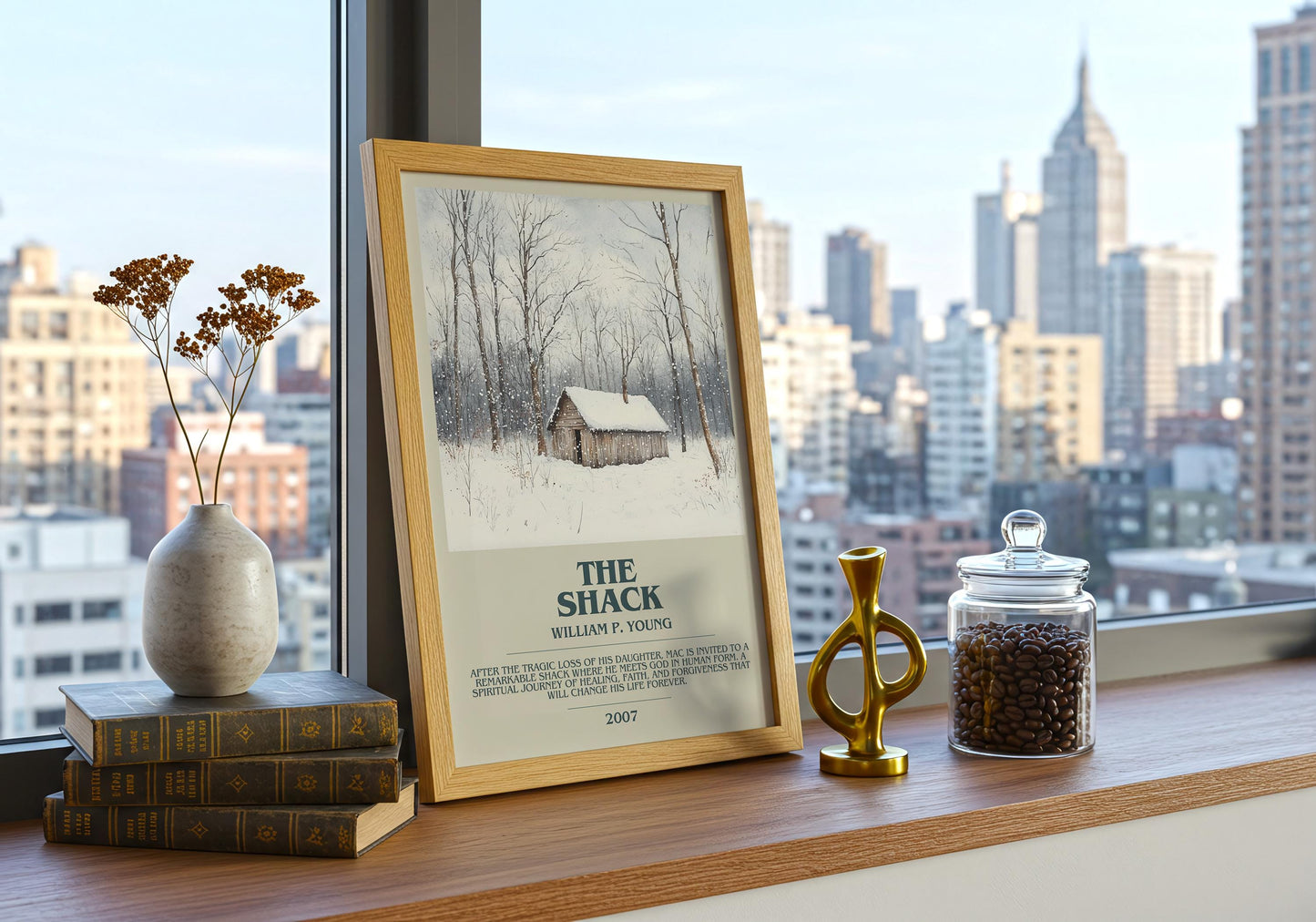 The Shack by William P. Young Descriptive Poster Print. Free Delivery Wall Art Author & Blurb Book Artwork Novel Modern