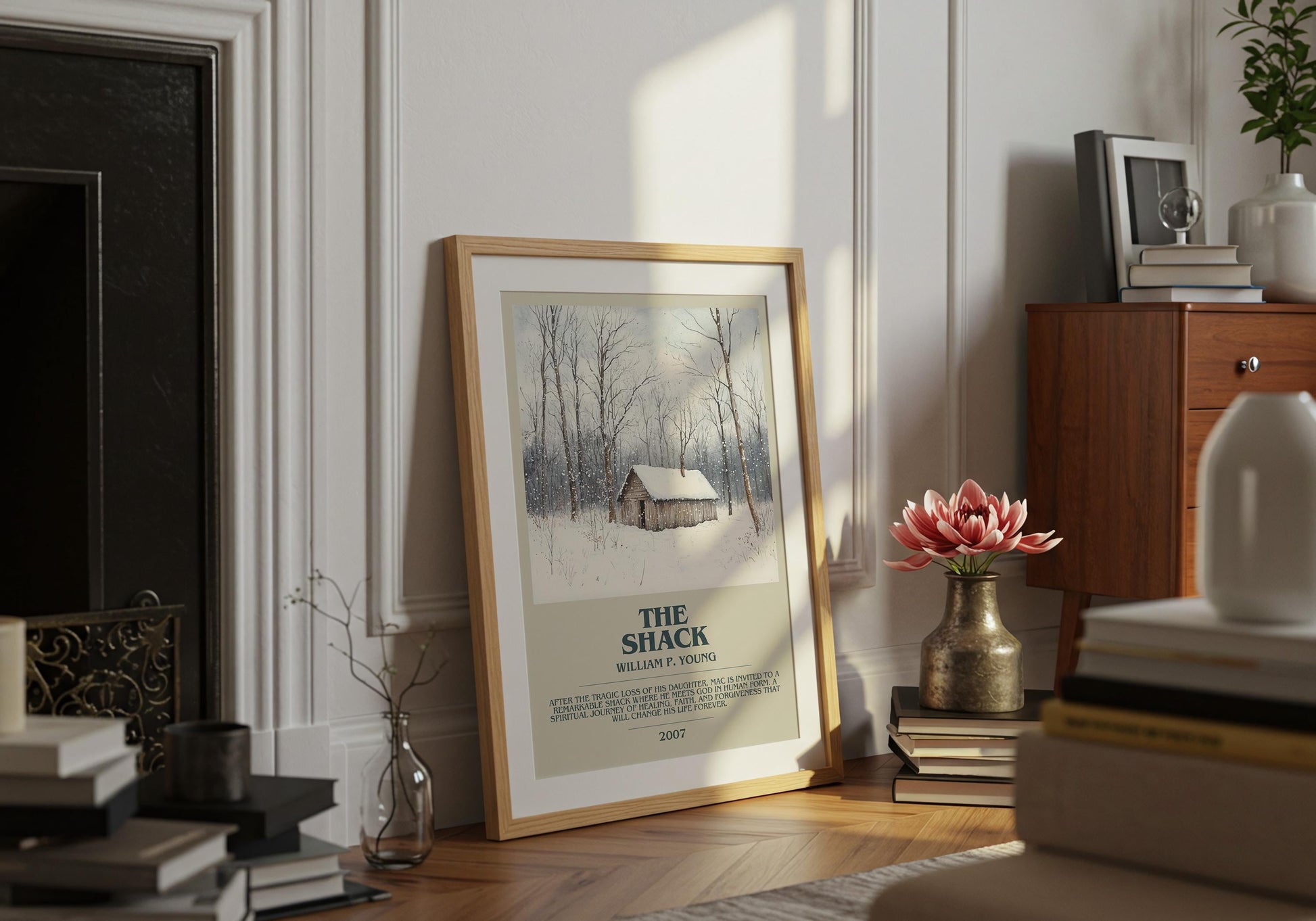 The Shack by William P. Young Descriptive Poster Print. Free Delivery Wall Art Author & Blurb Book Artwork Novel Modern
