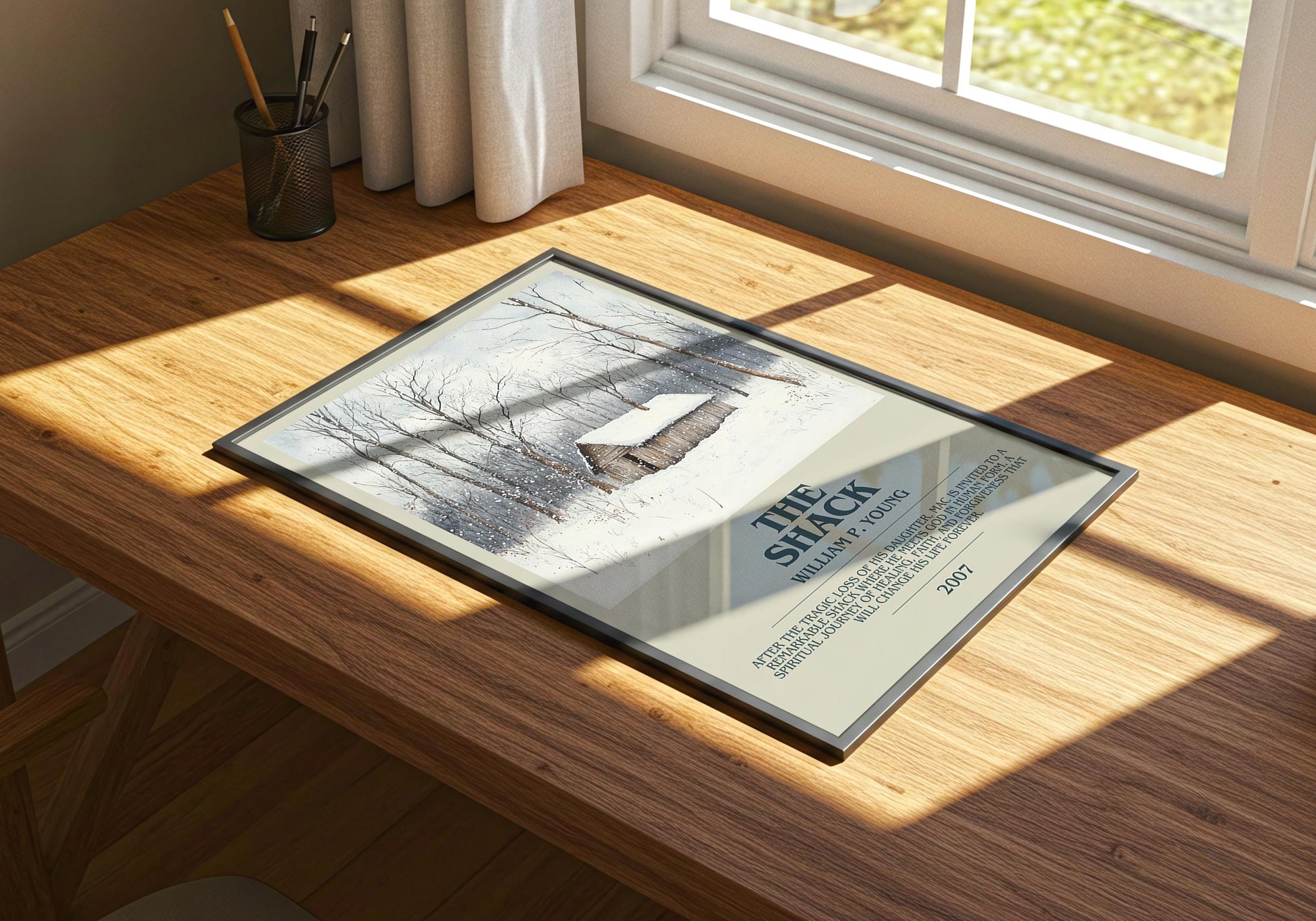 The Shack by William P. Young Descriptive Poster Print. Free Delivery Wall Art Author & Blurb Book Artwork Novel Modern