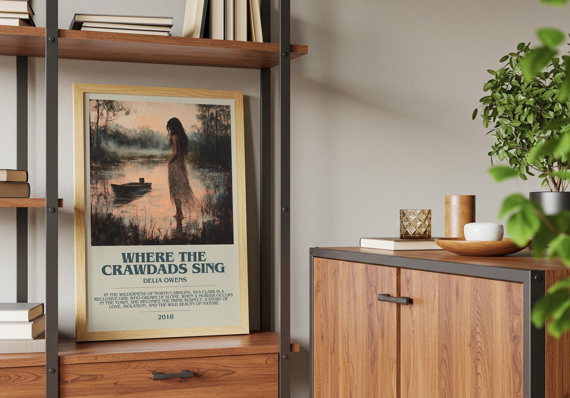 Where The Crawdads Sing by Delia Owens Descriptive Poster Print. Free Delivery Wall Art Author & Blurb Book Artwork Novel Modern