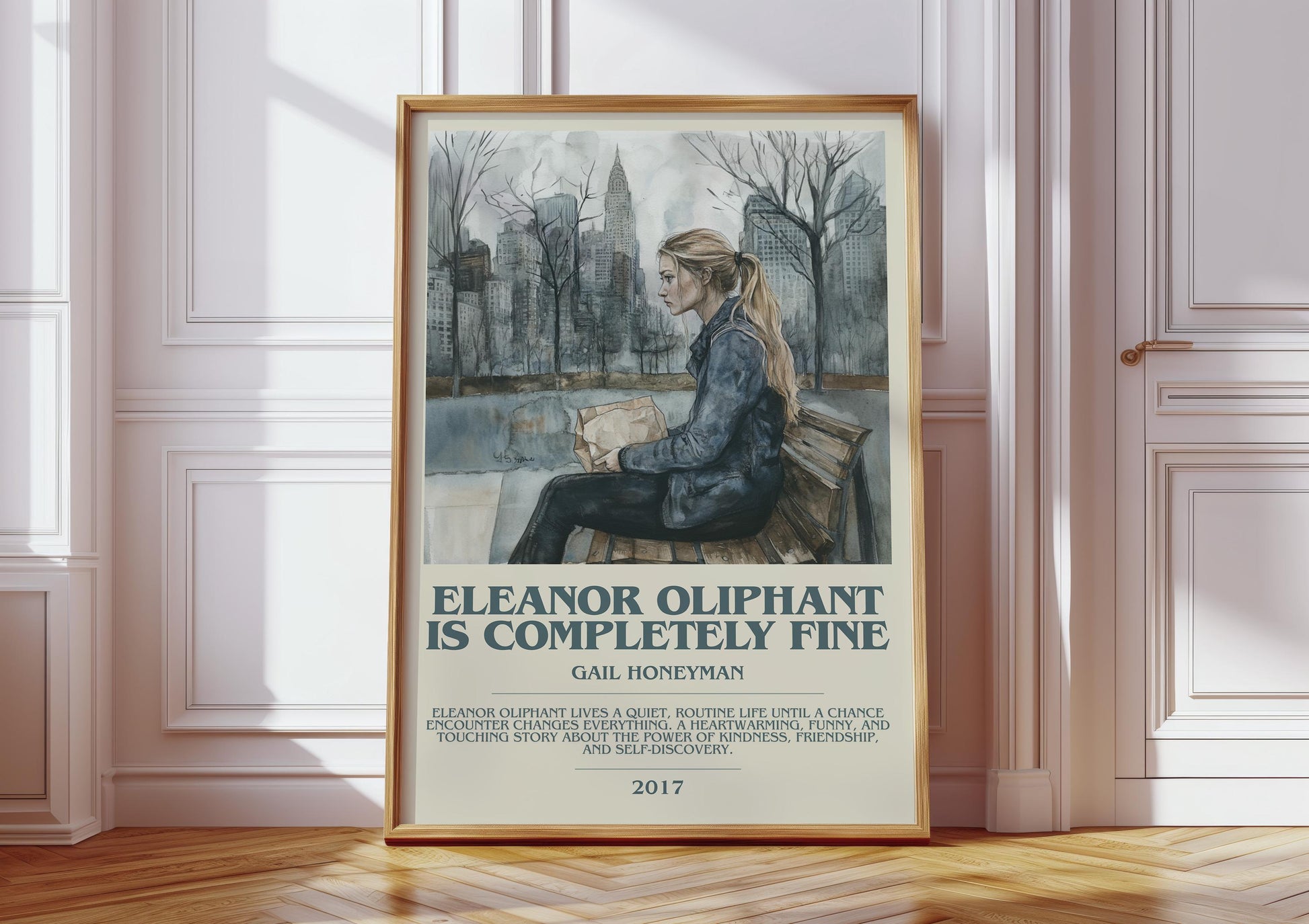 Eleanor Oliphant Is Completely Fine by Gail Honeyman Descriptive Poster Print. Free Delivery Wall Art Author & Blurb Book Artwork Novel
