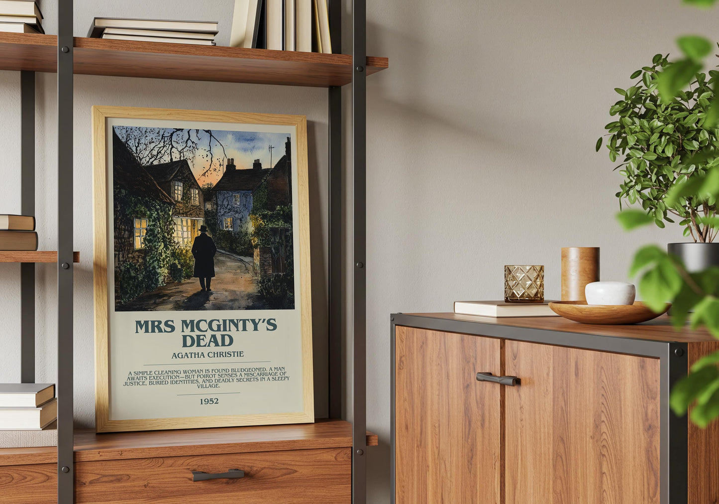 Mrs McGinty's Dead by Agatha Christie | Descriptive Book Poster | Modern