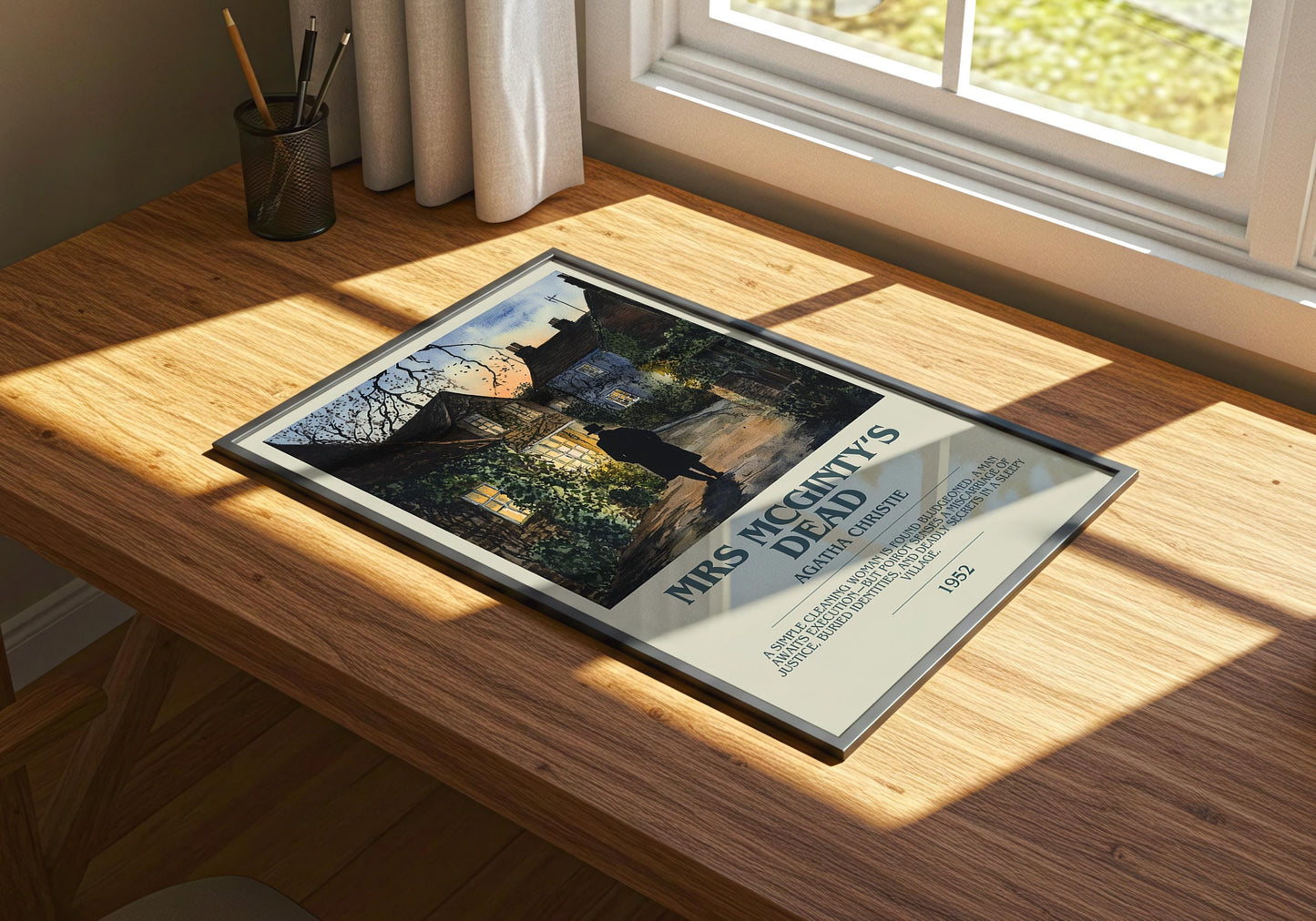 Mrs McGinty's Dead by Agatha Christie | Descriptive Book Poster | Modern