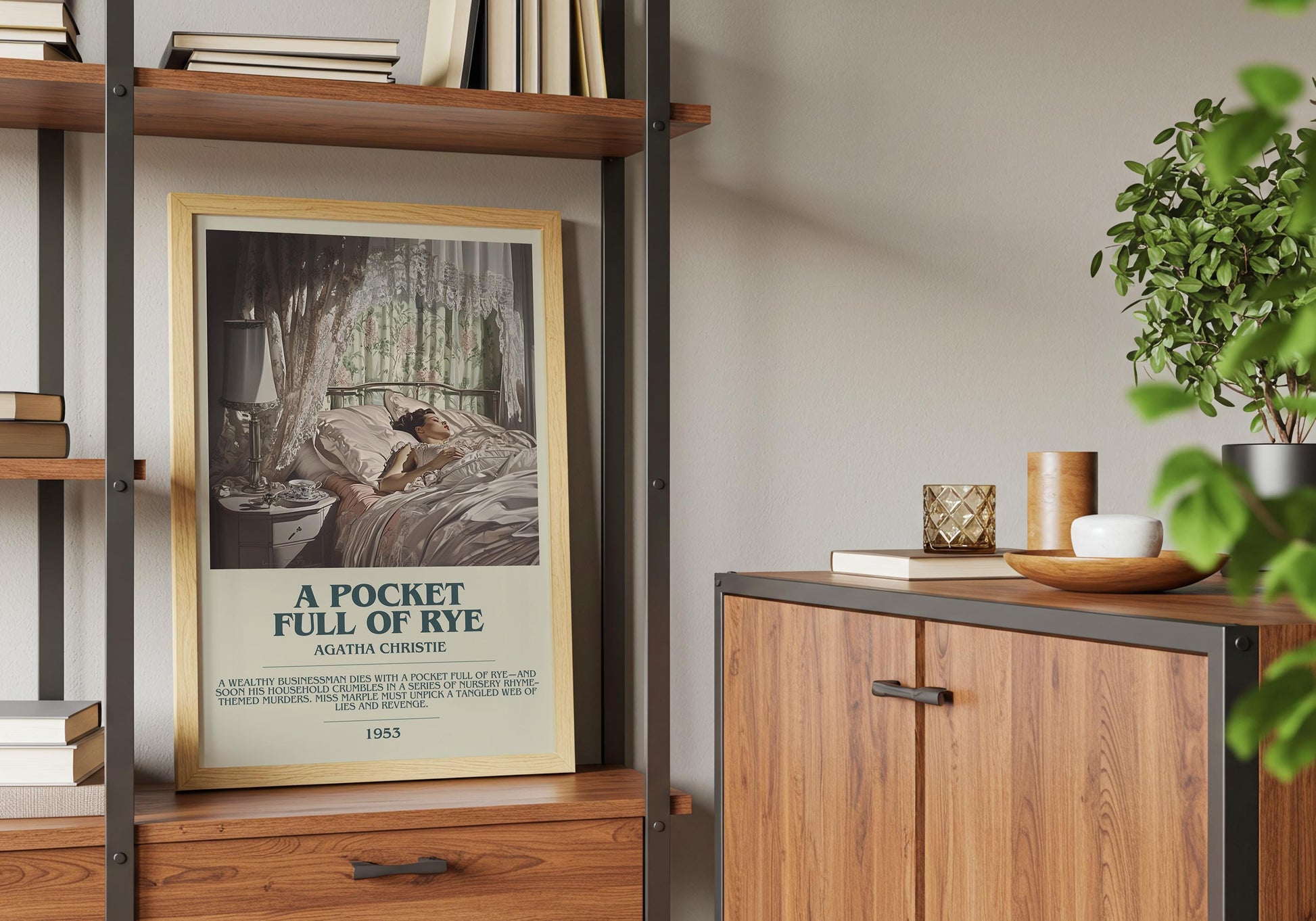 A Pocket Full Of Rye by Agatha Christie Descriptive Poster Print. Free Delivery Wall Art Author & Blurb Book Artwork Novel Gift