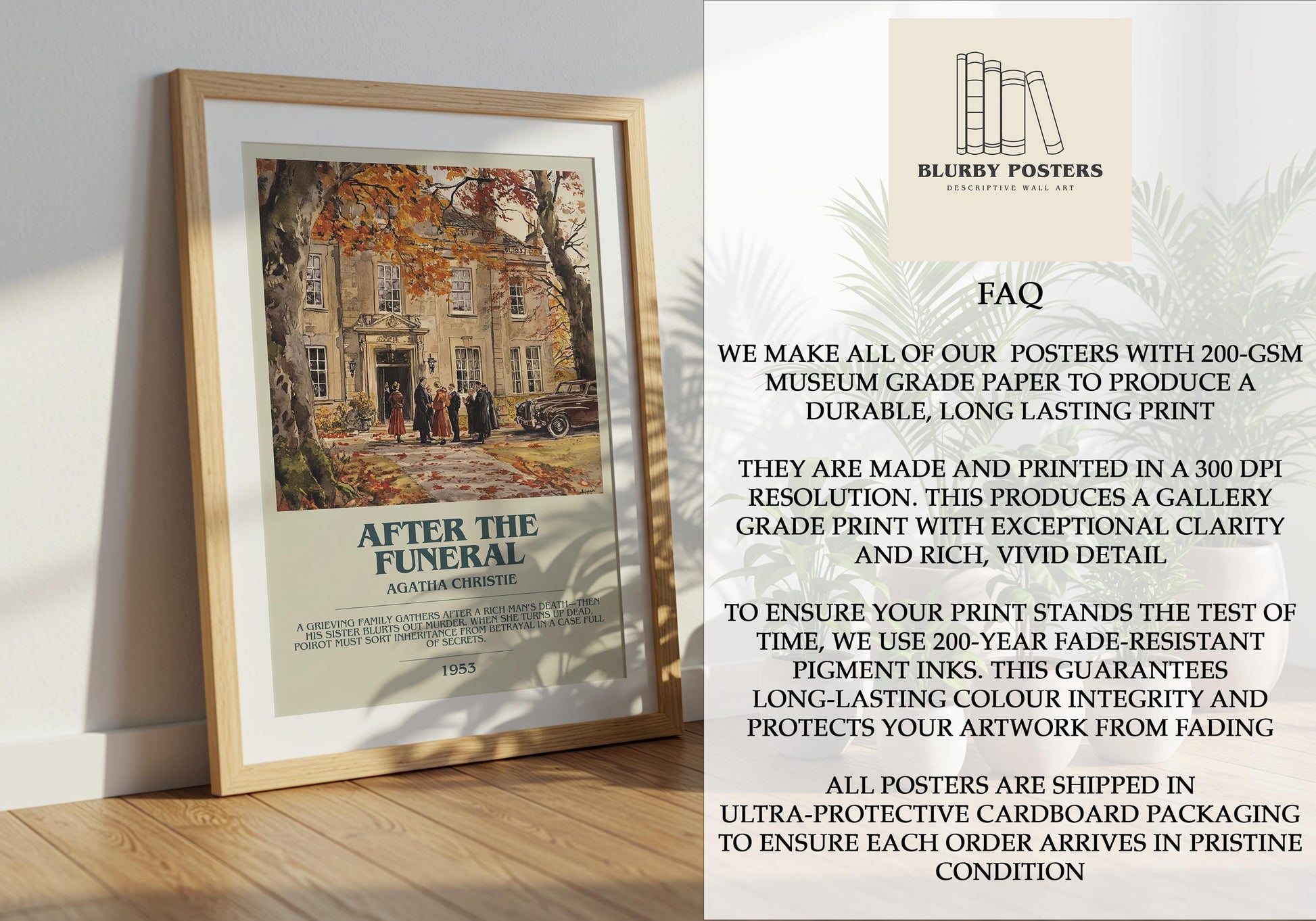 After The Funeral by Agatha Christie | Descriptive Book Poster | Modern