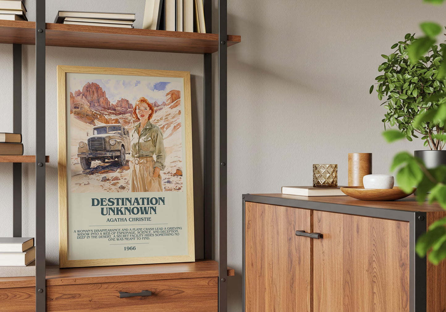 Destination Unknown by Agatha Christie Descriptive Poster Print. Free Delivery Wall Art Author & Blurb Book Artwork Novel Gift