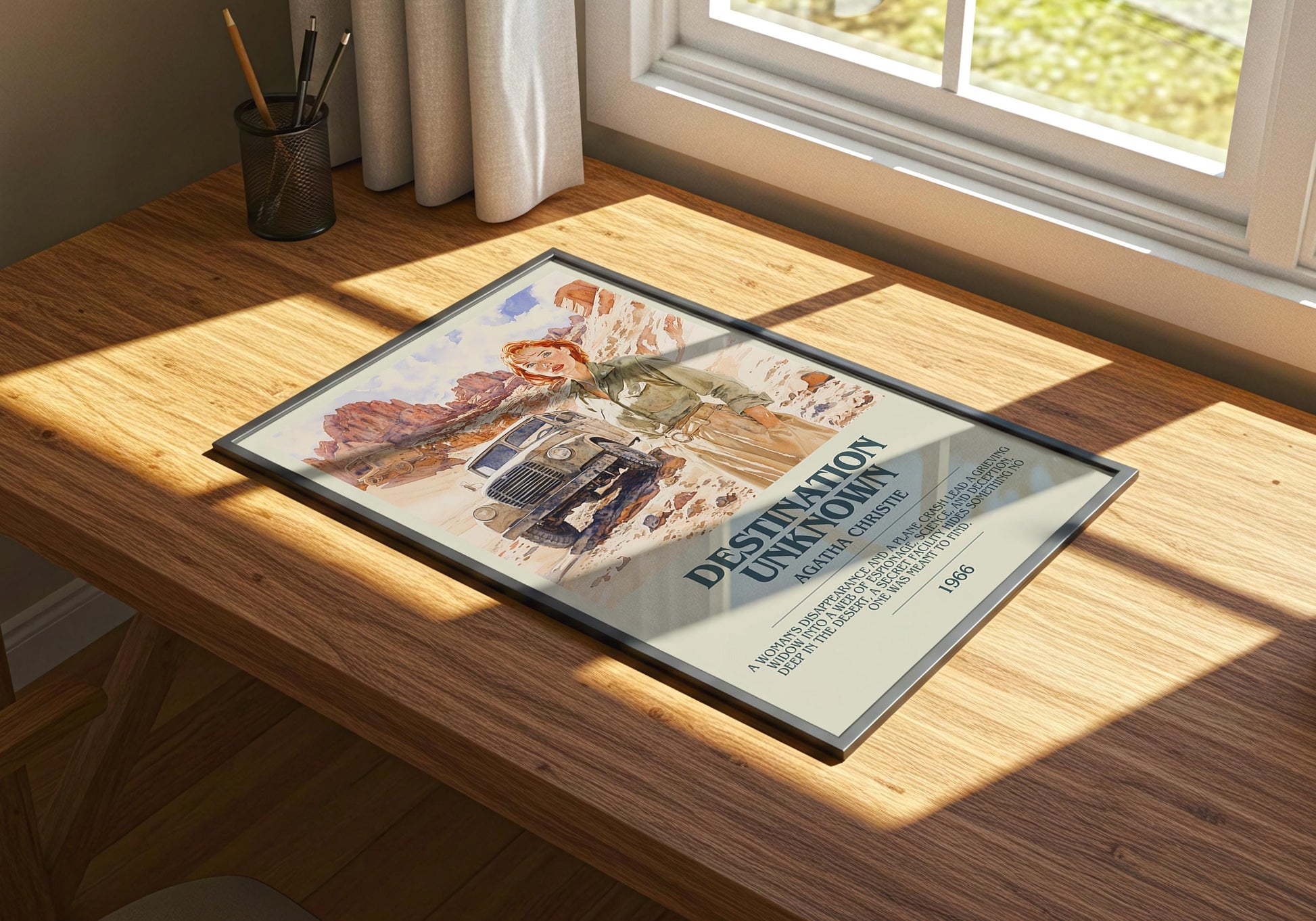 Destination Unknown by Agatha Christie | Descriptive Book Poster | Modern