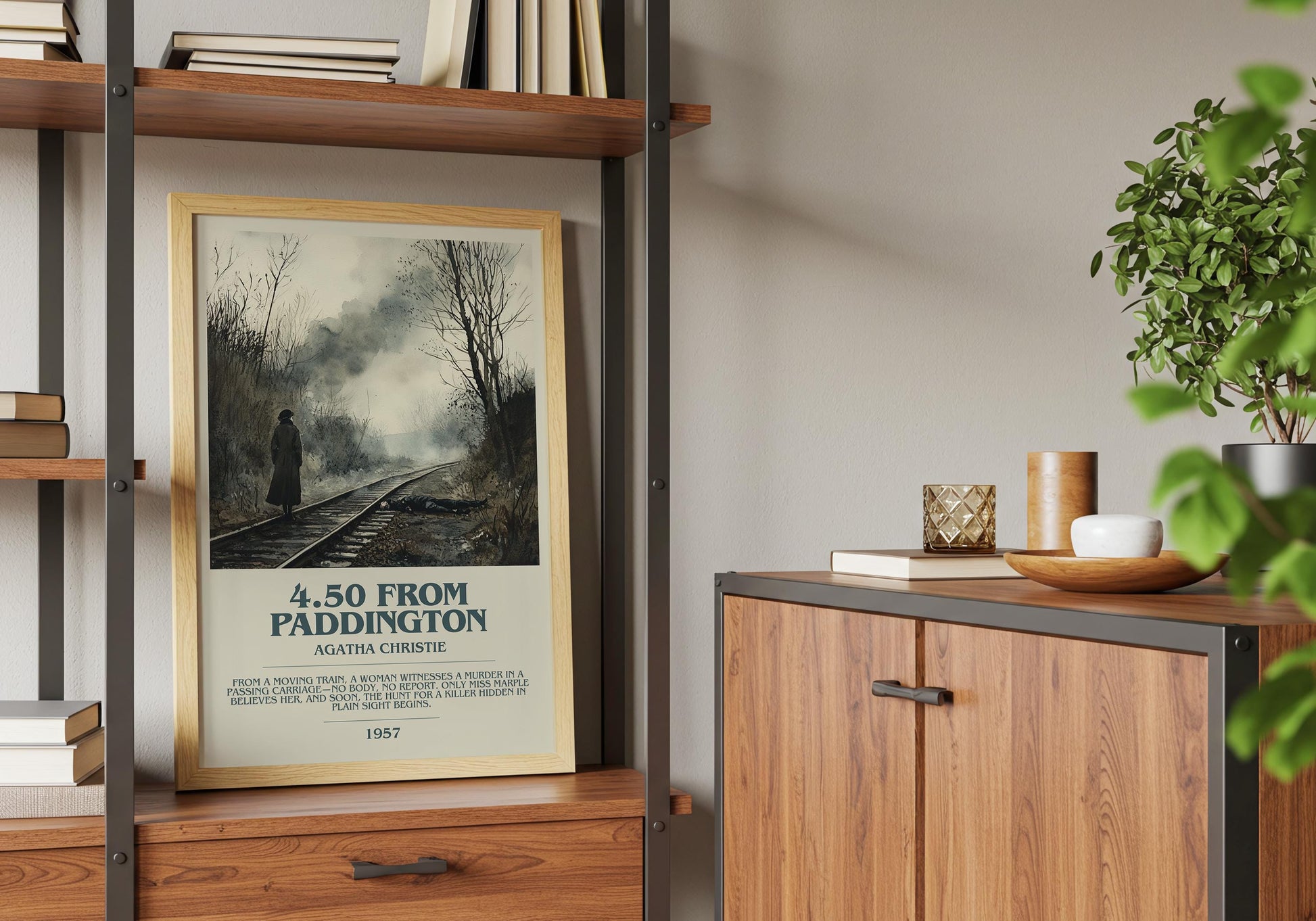 4.50 From Paddington by Agatha Christie Descriptive Poster Print. Free Delivery Wall Art Author & Blurb Book Artwork Novel Gift