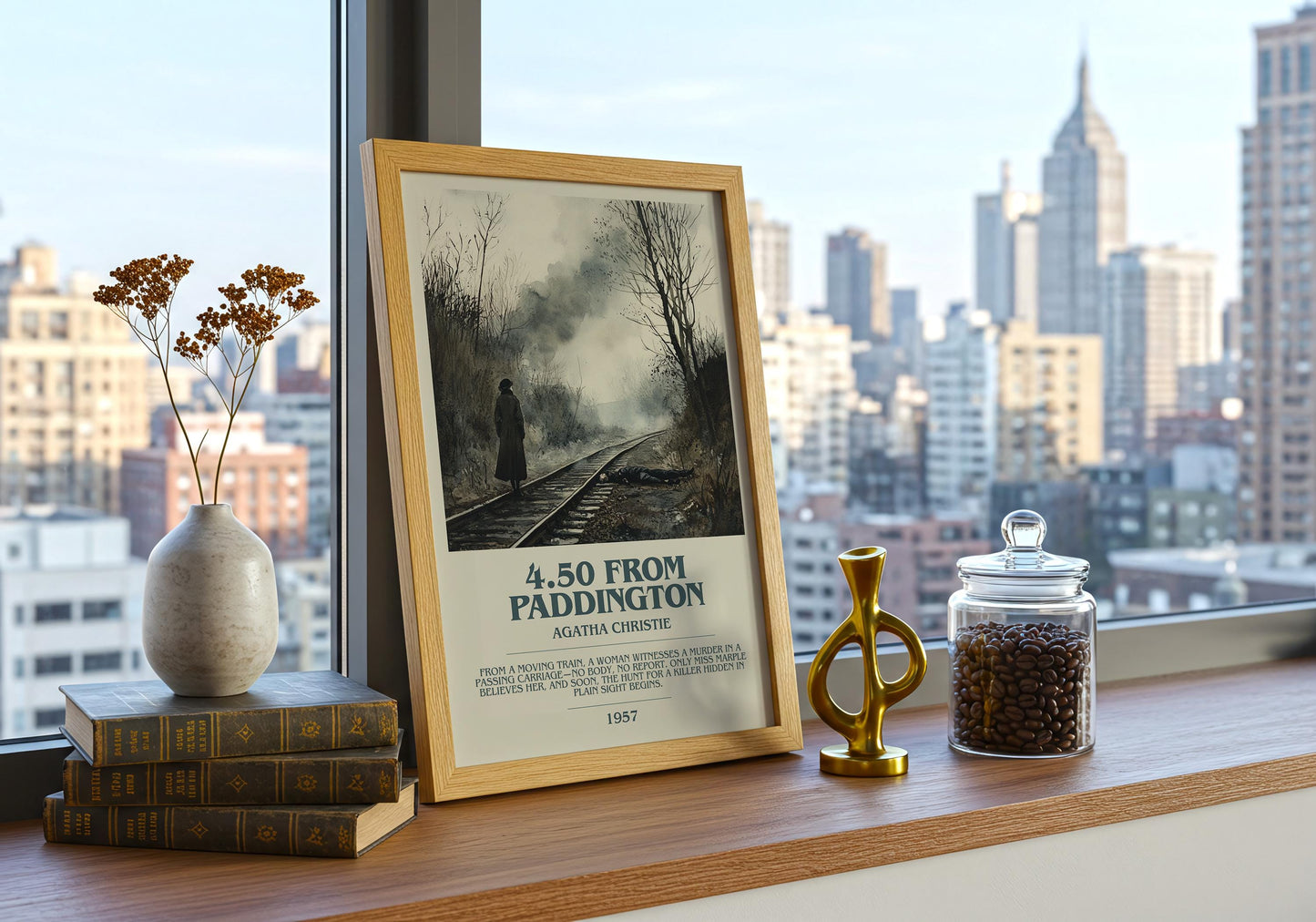 4.50 From Paddington by Agatha Christie Descriptive Poster Print. Free Delivery Wall Art Author & Blurb Book Artwork Novel Gift