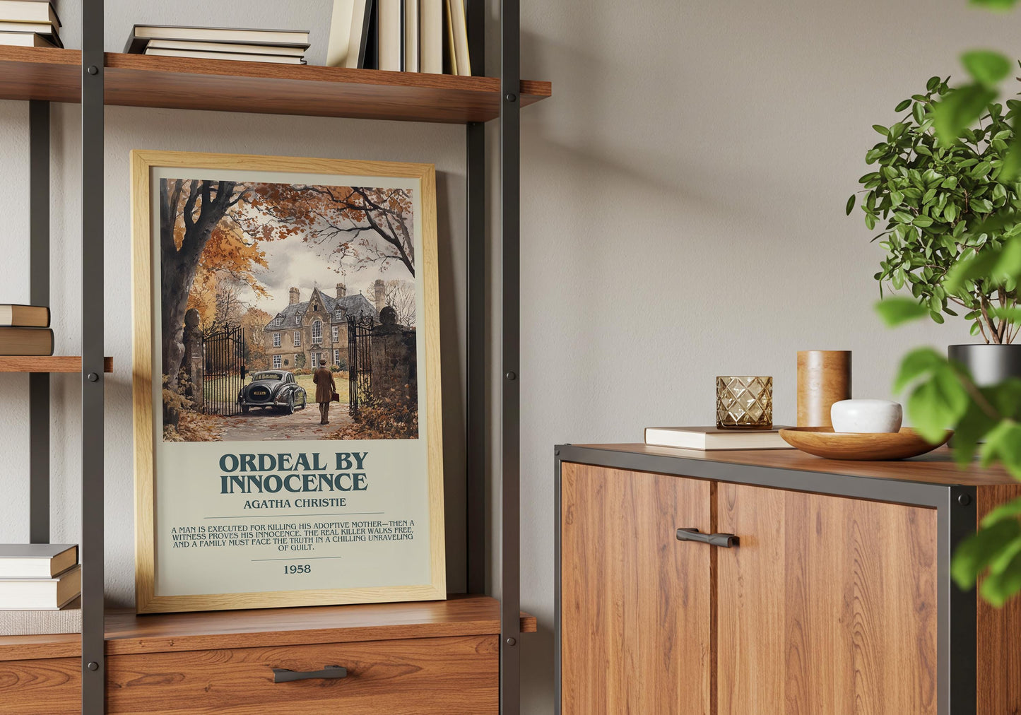 Ordeal By Innocence by Agatha Christie Descriptive Poster Print. Free Delivery Wall Art Author & Blurb Book Artwork Novel Gift