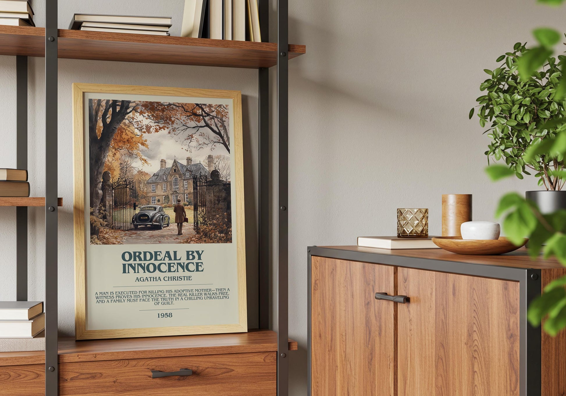 Ordeal By Innocence by Agatha Christie Descriptive Poster Print. Free Delivery Wall Art Author & Blurb Book Artwork Novel Gift