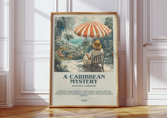 A Caribbean Mystery by Agatha Christie Descriptive Poster Print. Free Delivery Wall Art Author & Blurb Book Artwork Novel