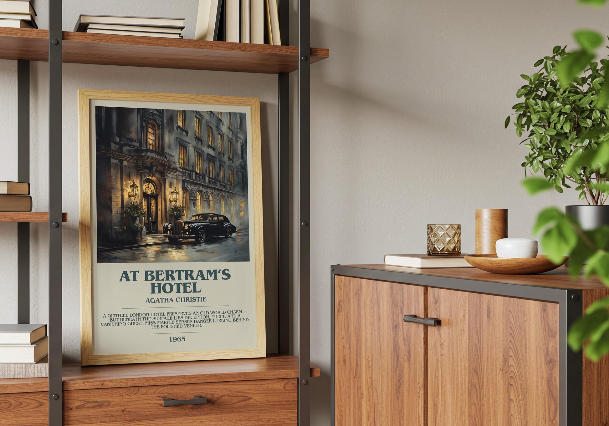 At Bertram's Hotel by Agatha Christie Descriptive Poster Print. Free Delivery Wall Art Author & Blurb Book Artwork Novel