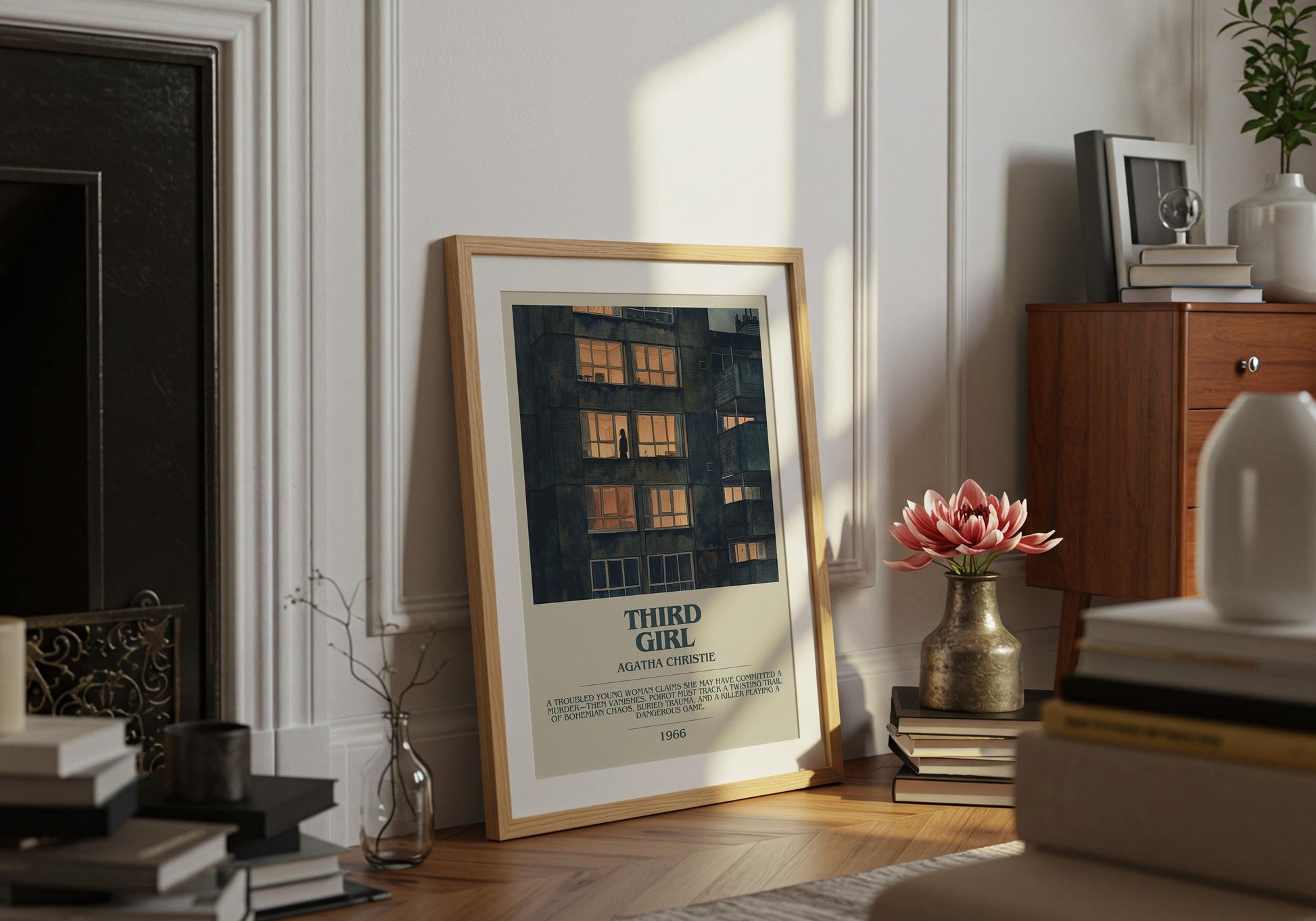 Third Girl by Agatha Christie Descriptive Poster Print. Free Delivery Wall Art Author & Blurb Book Artwork Novel