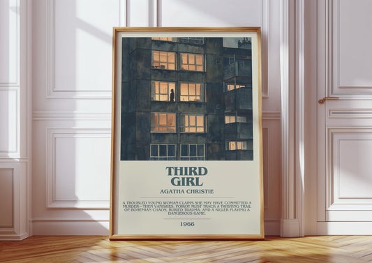 Third Girl by Agatha Christie Descriptive Poster Print. Free Delivery Wall Art Author & Blurb Book Artwork Novel