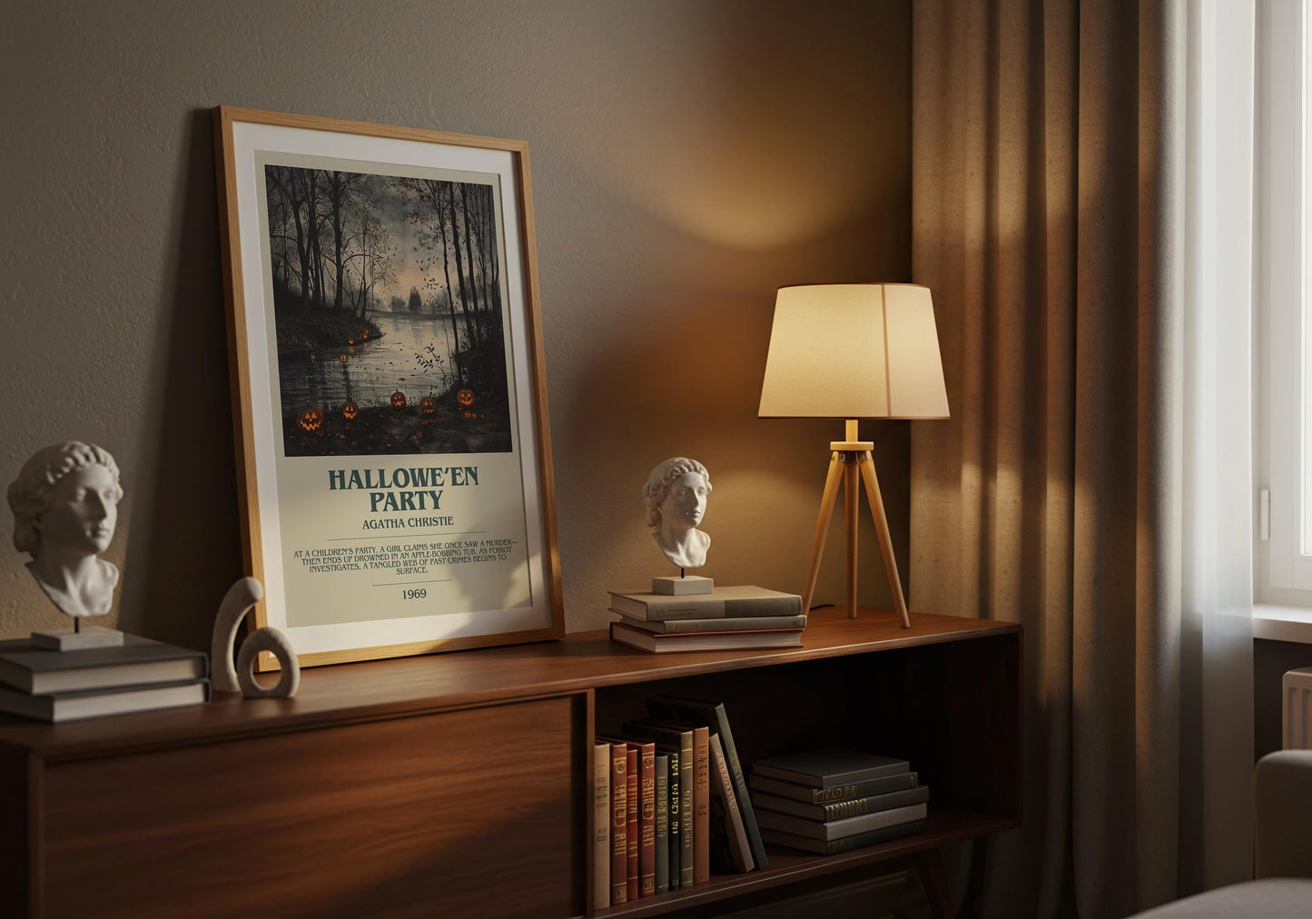 Halloween Party by Agatha Christie | Descriptive Book Poster | Modern