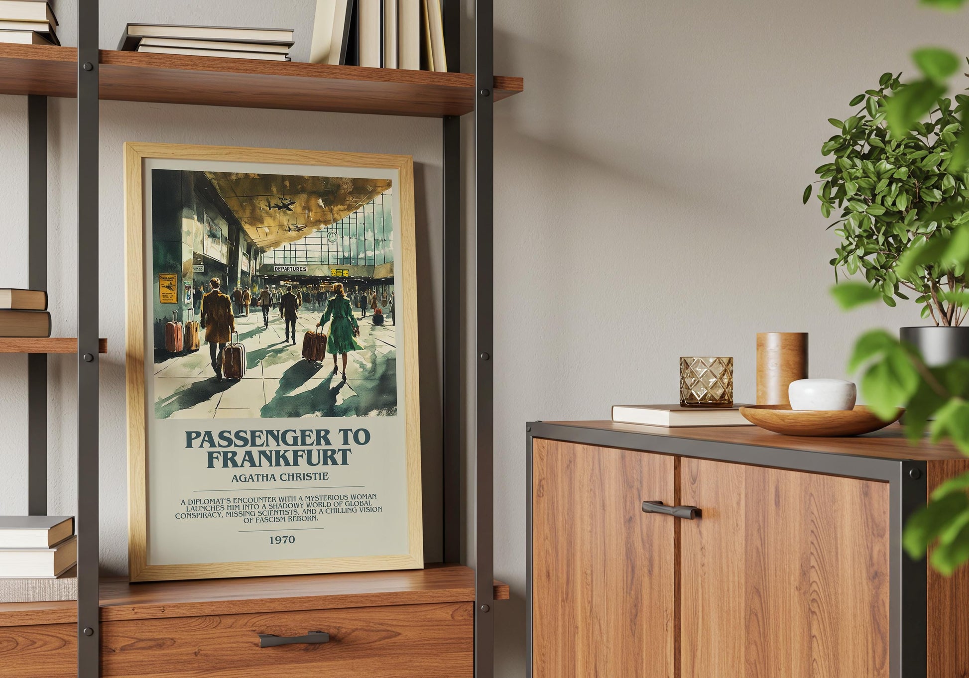Passenger To Frankfurt by Agatha Christie Descriptive Poster Print. Free Delivery Wall Art Author & Blurb Book Artwork Novel