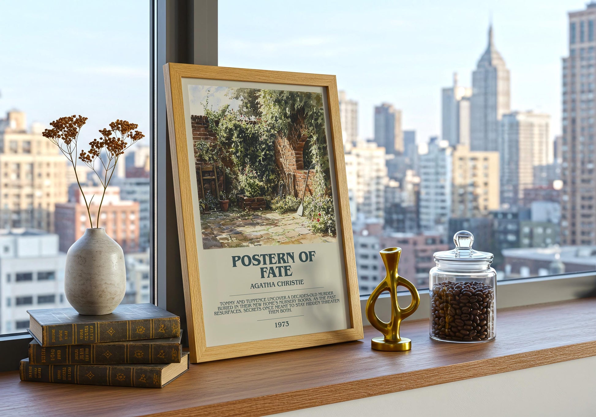 Postern Of Fate by Agatha Christie Descriptive Poster Print. Free Delivery Wall Art Author & Blurb Book Artwork Novel