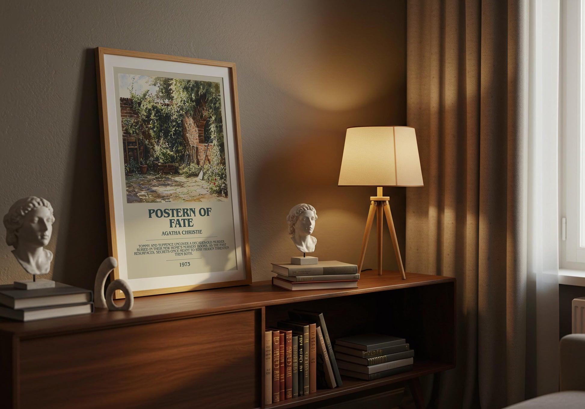 Postern Of Fate by Agatha Christie Descriptive Poster Print. Free Delivery Wall Art Author & Blurb Book Artwork Novel