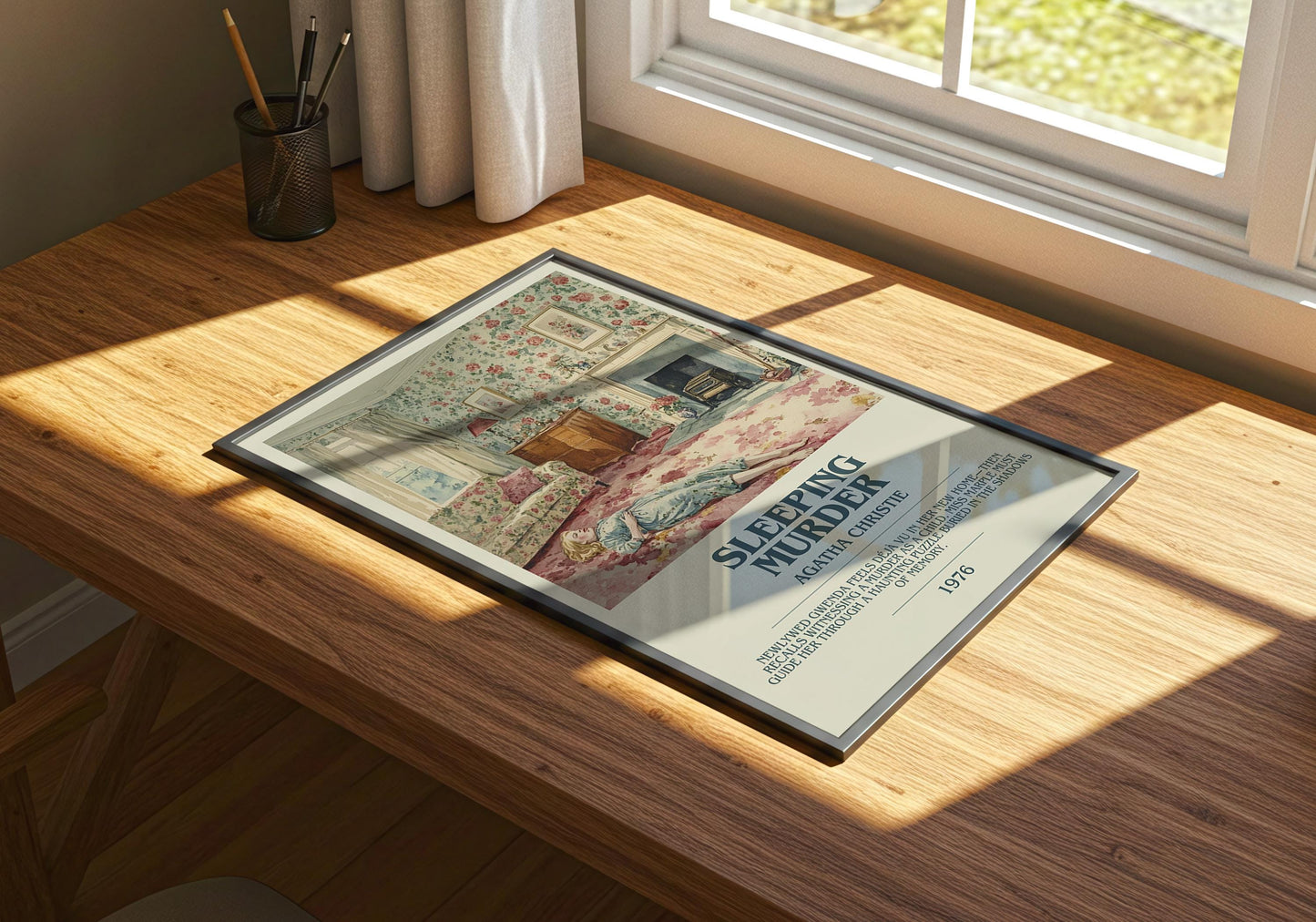 Sleeping Murder by Agatha Christie Descriptive Poster Print. Free Delivery Wall Art Author & Blurb Book Artwork Novel